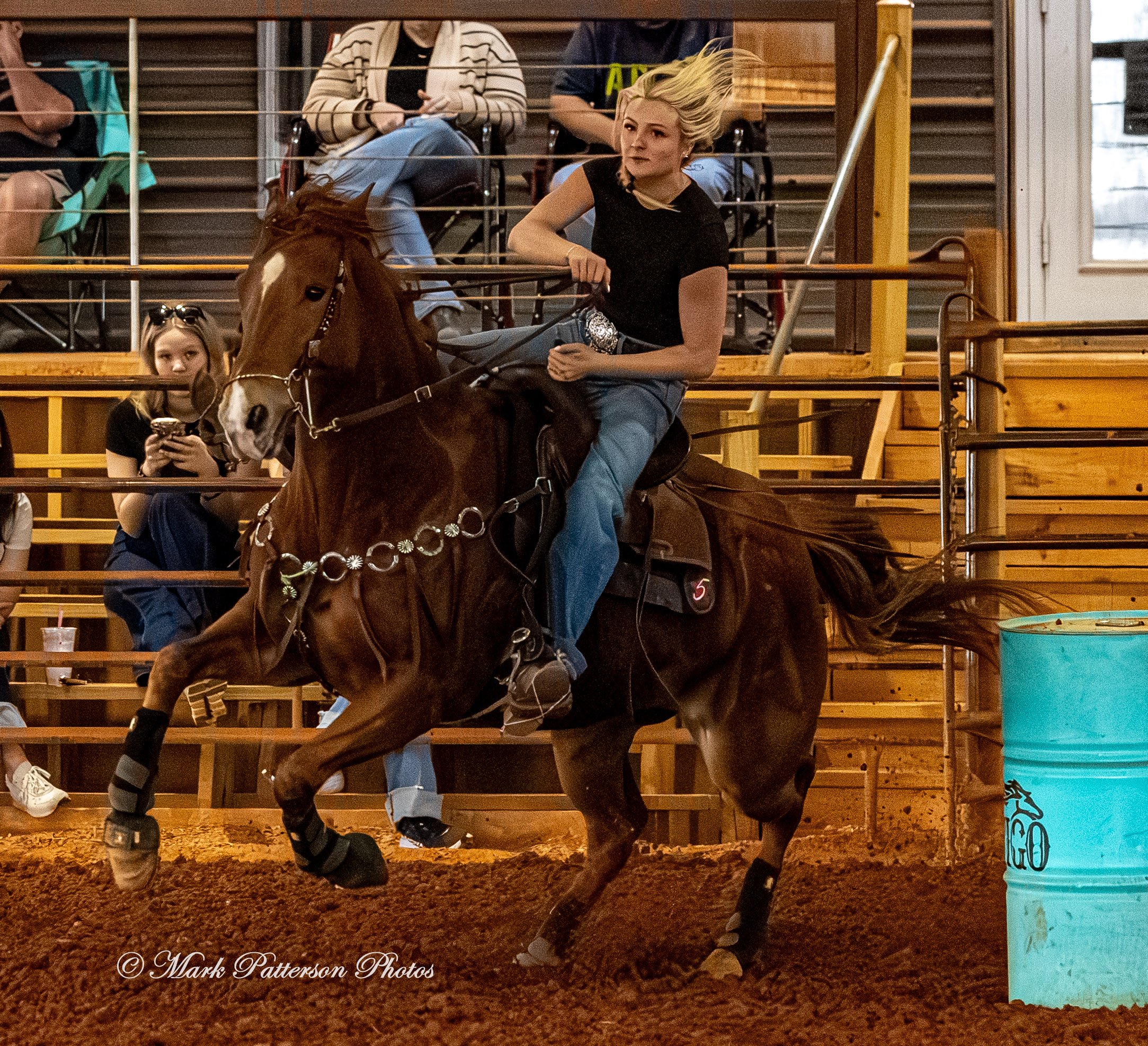 March 1, 2026, a barrel racing team competing at Latigo Farm in Landrum, SC. #25893