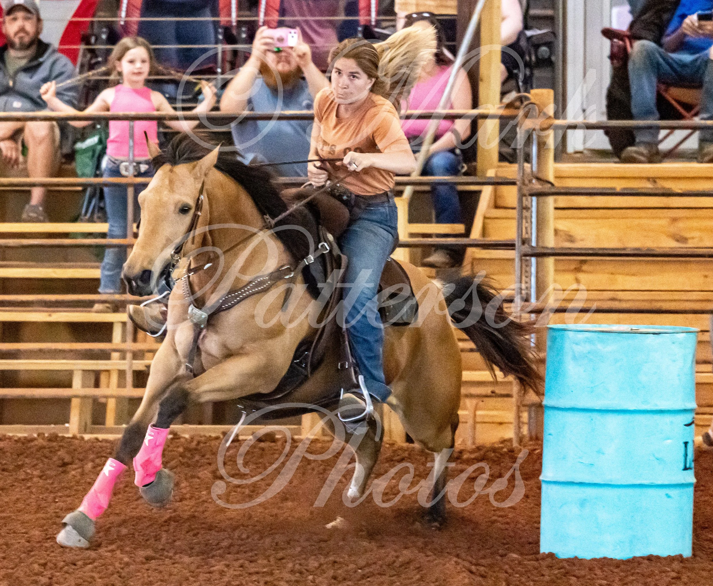 May 3, 2026, a barrel racing team competing at Latigo Farm in Landrum, SC. #12243