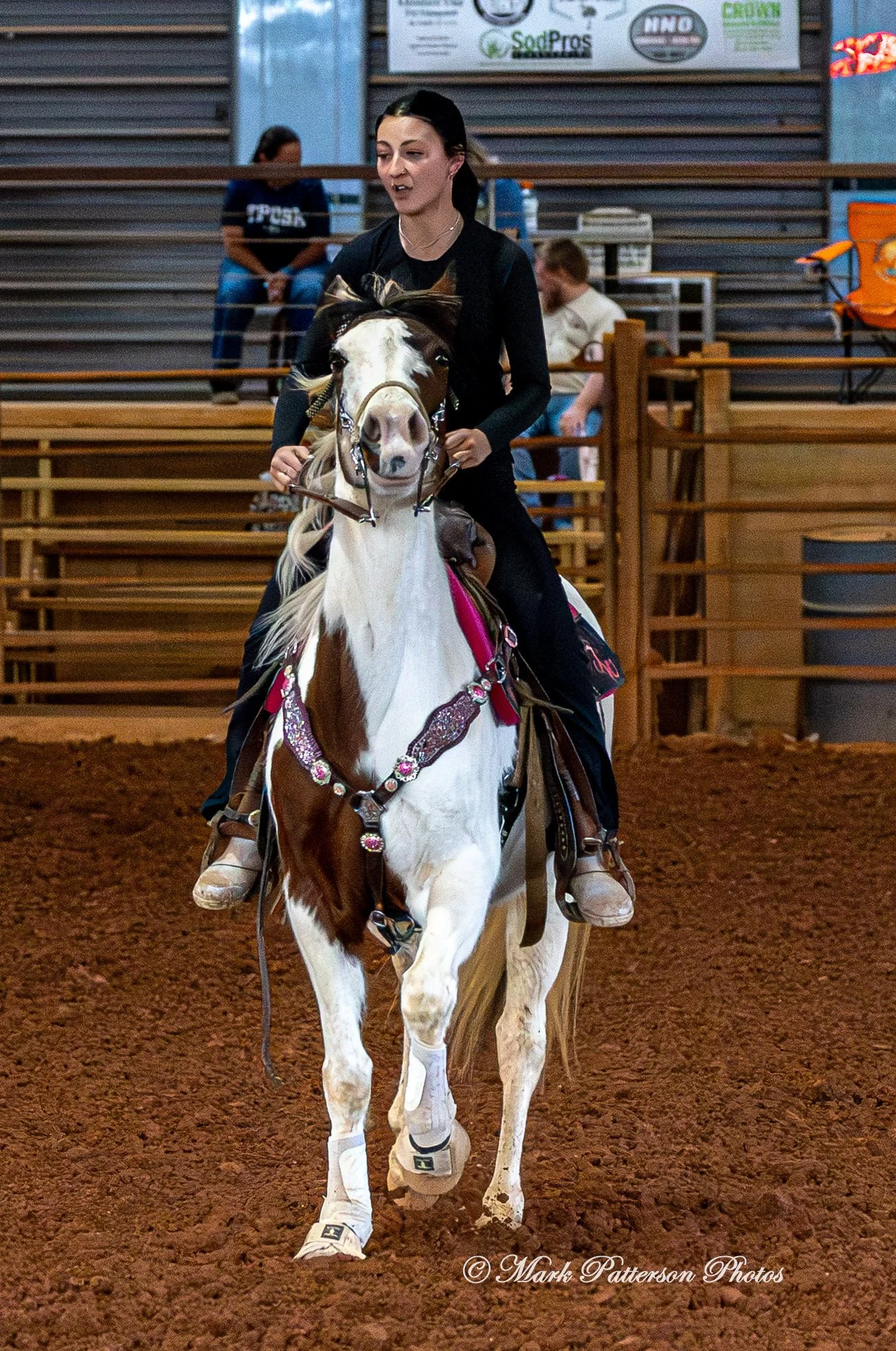 March 1, 2026, a barrel racing team competing at Latigo Farm in Landrum, SC. #26034