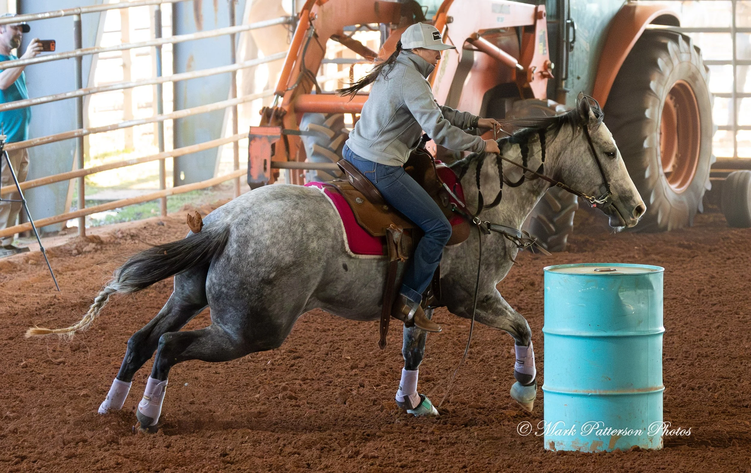 January 4, 2026, a barrel racing team competing at Latigo Farm in Landrum. #18040