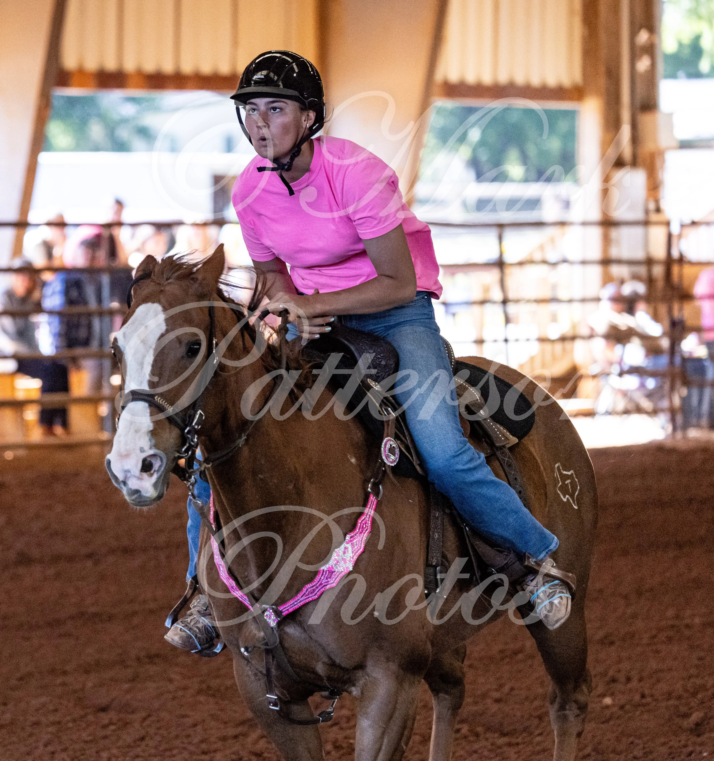 May 3, 2026, a barrel racing team competing at Latigo Farm in Landrum, SC. #12177