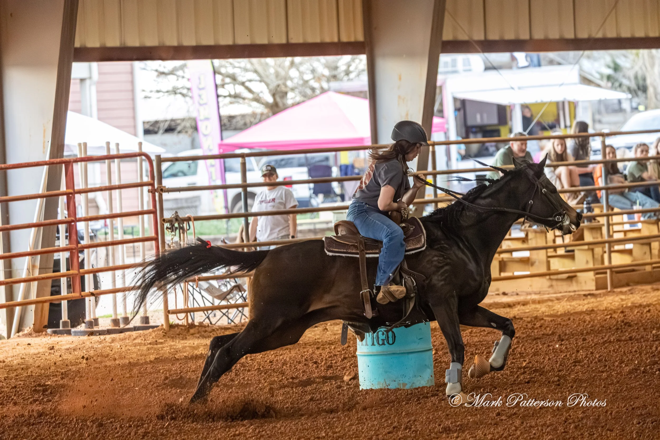 March 1, 2026, a barrel racing team competing at Latigo Farm in Landrum, SC. #26360