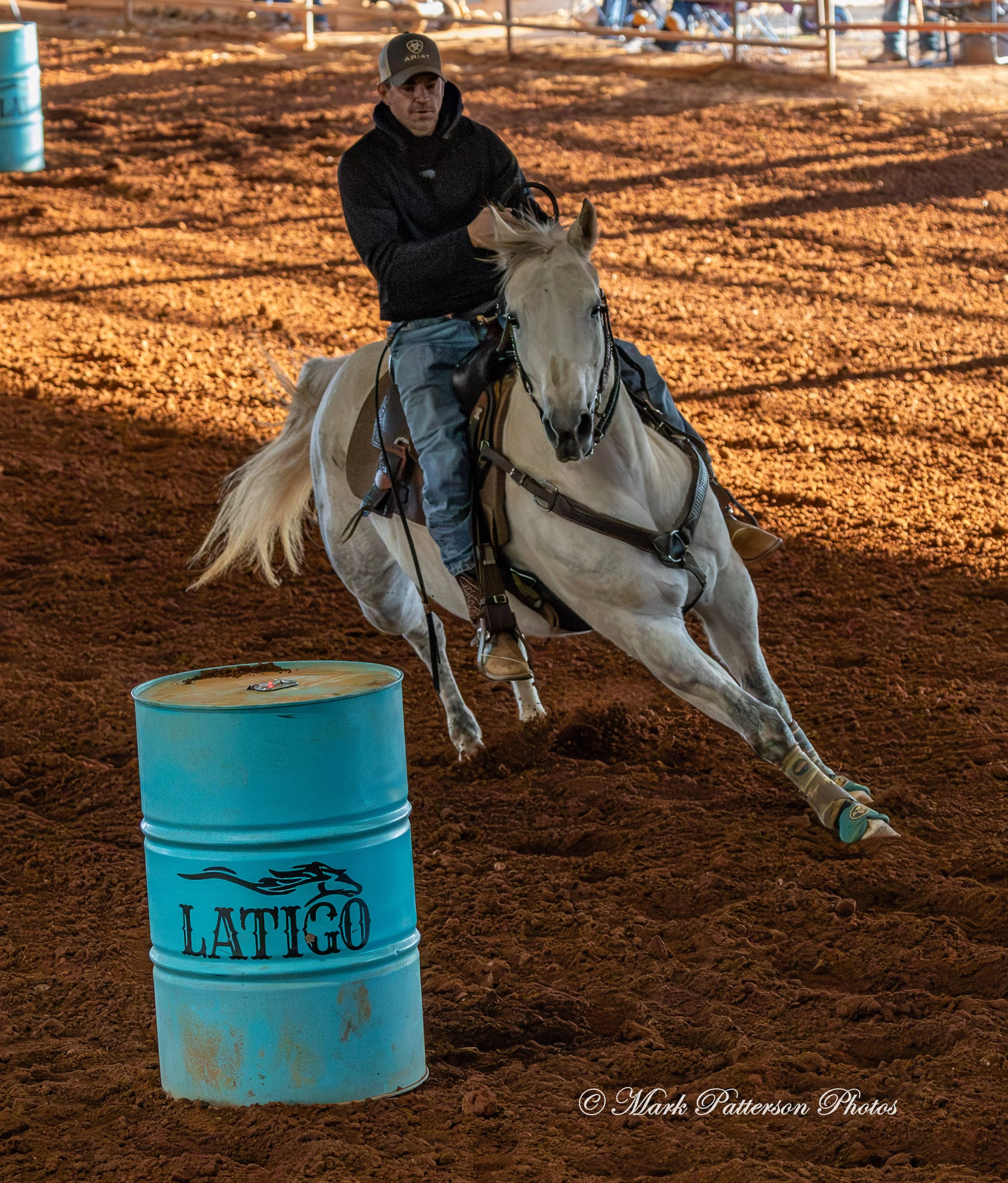 January 4, 2026, a barrel racing team competing at Latigo Farm in Landrum. #18021