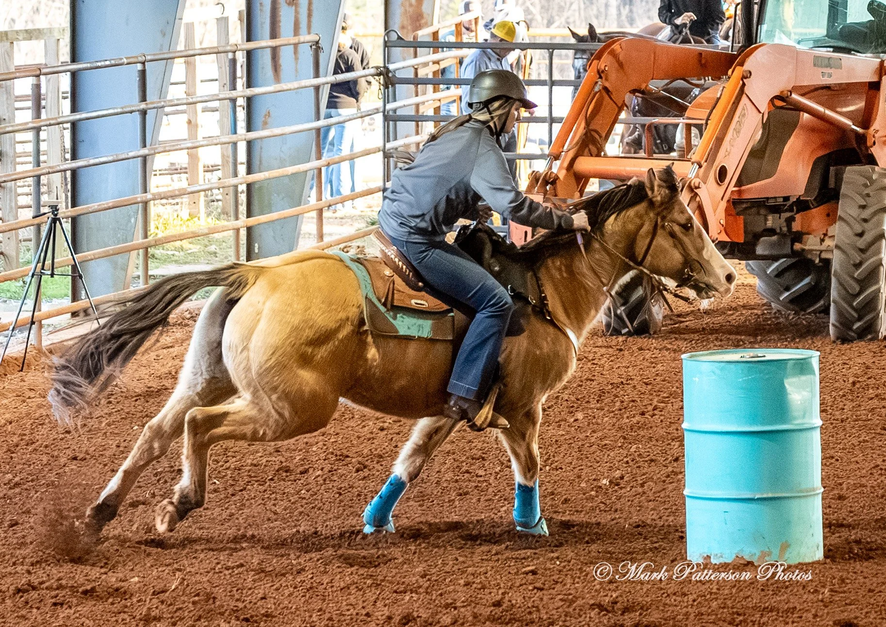 January 4, 2026, a barrel racing team competing at Latigo Farm in Landrum. #18360