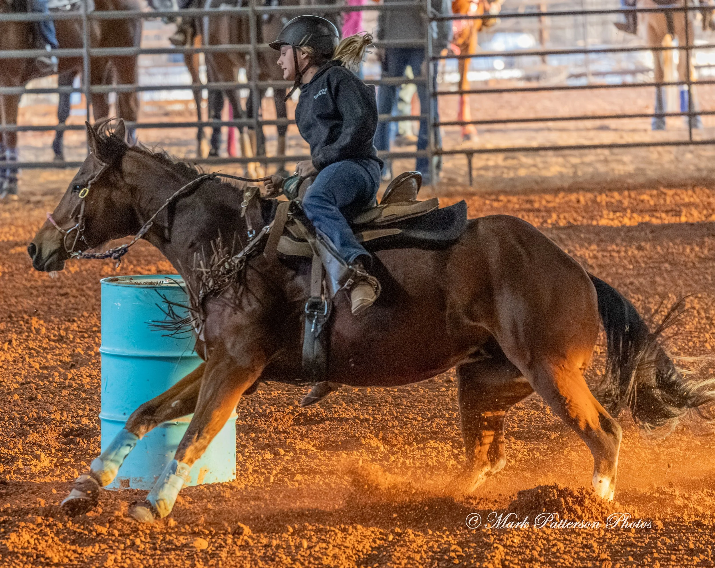 January 4, 2026, a barrel racing team competing at Latigo Farm in Landrum. #18607