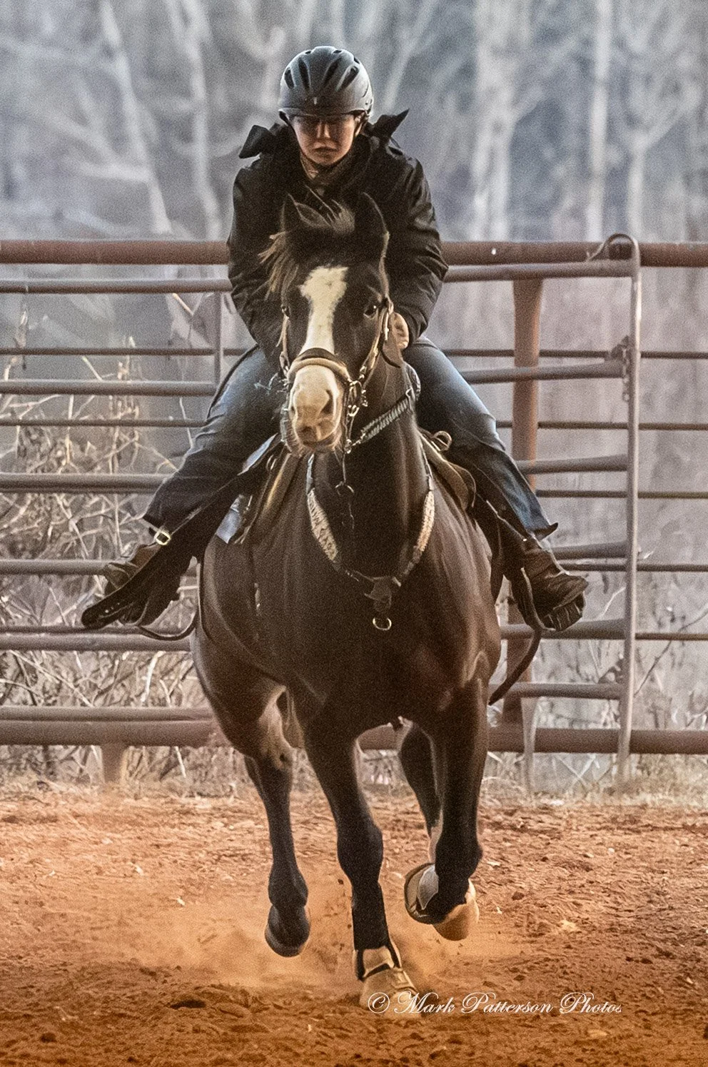 January 4, 2026, a barrel racing team competing at Latigo Farm in Landrum. #18772
