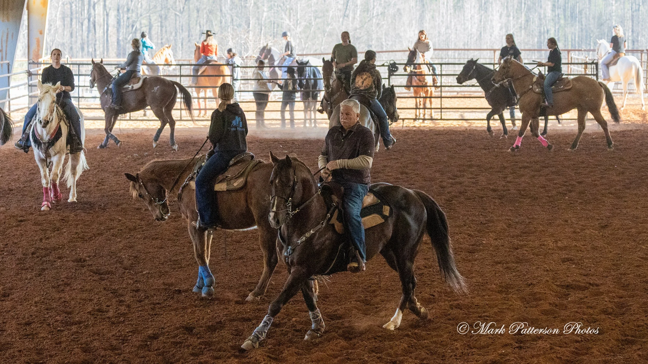 January 4, 2026, a barrel racing team competing at Latigo Farm in Landrum. #17711