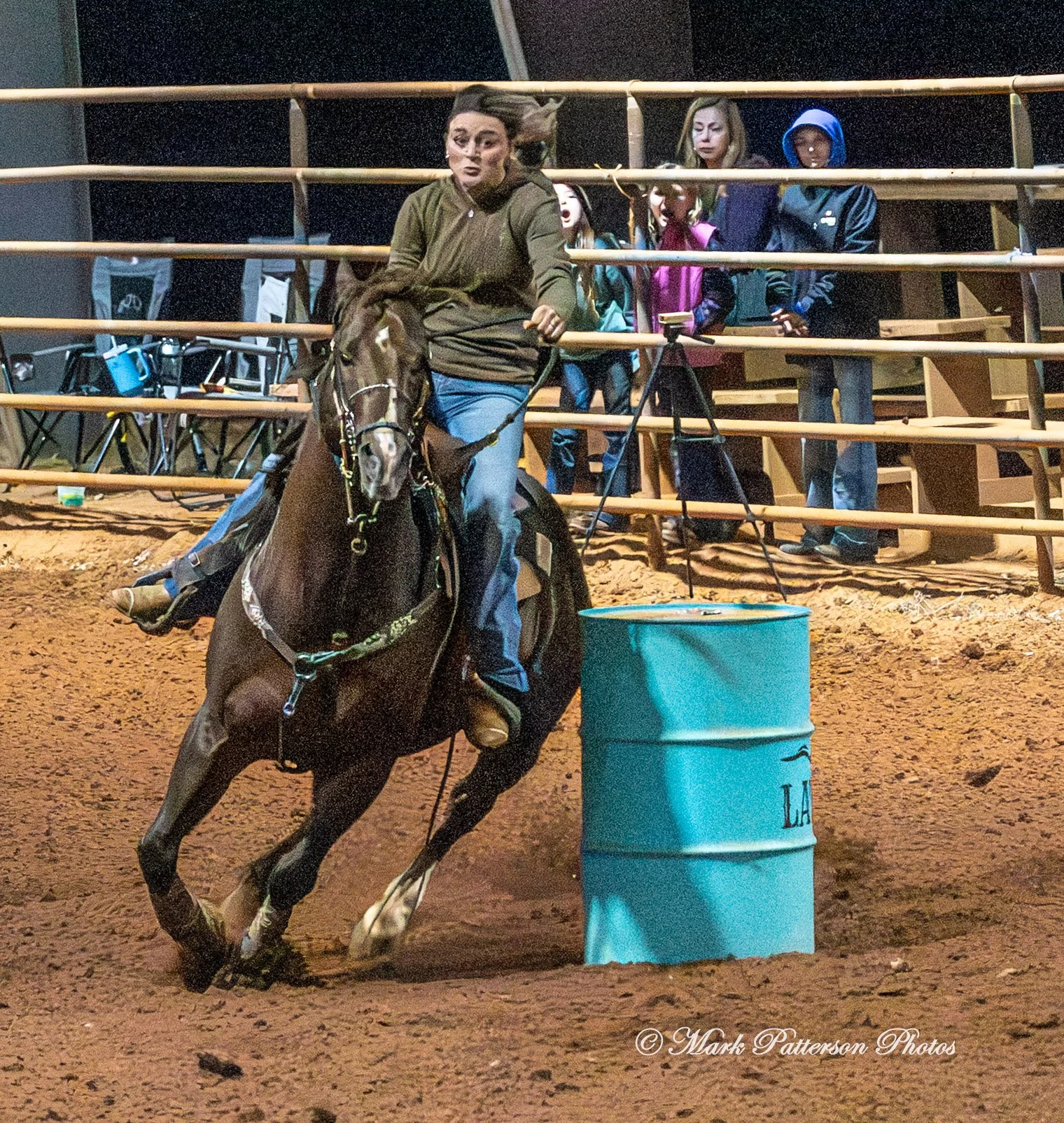 January 4, 2026, a barrel racing team competing at Latigo Farm in Landrum. #20093