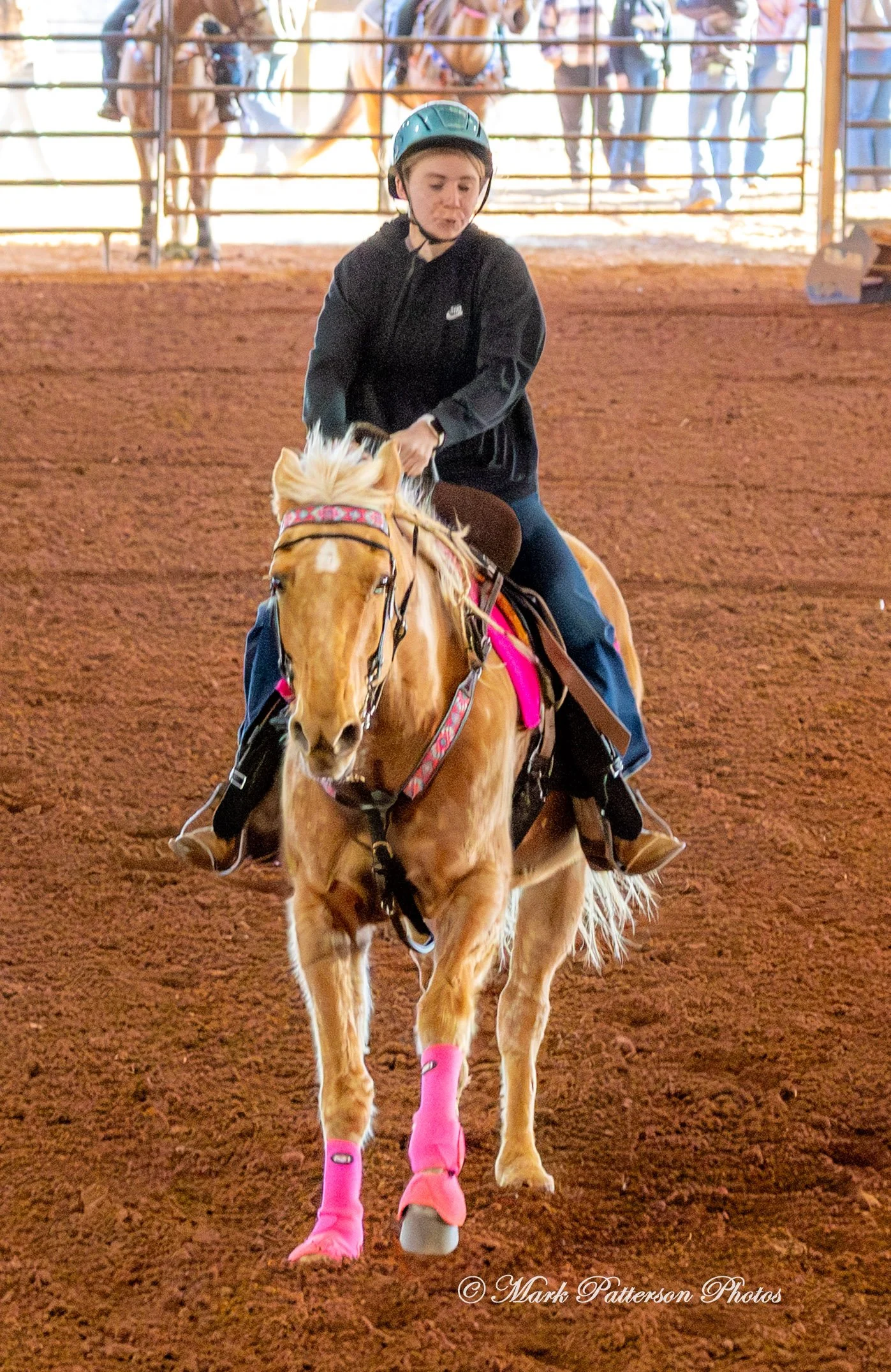 January 4, 2026, a barrel racing team competing at Latigo Farm in Landrum. #17572