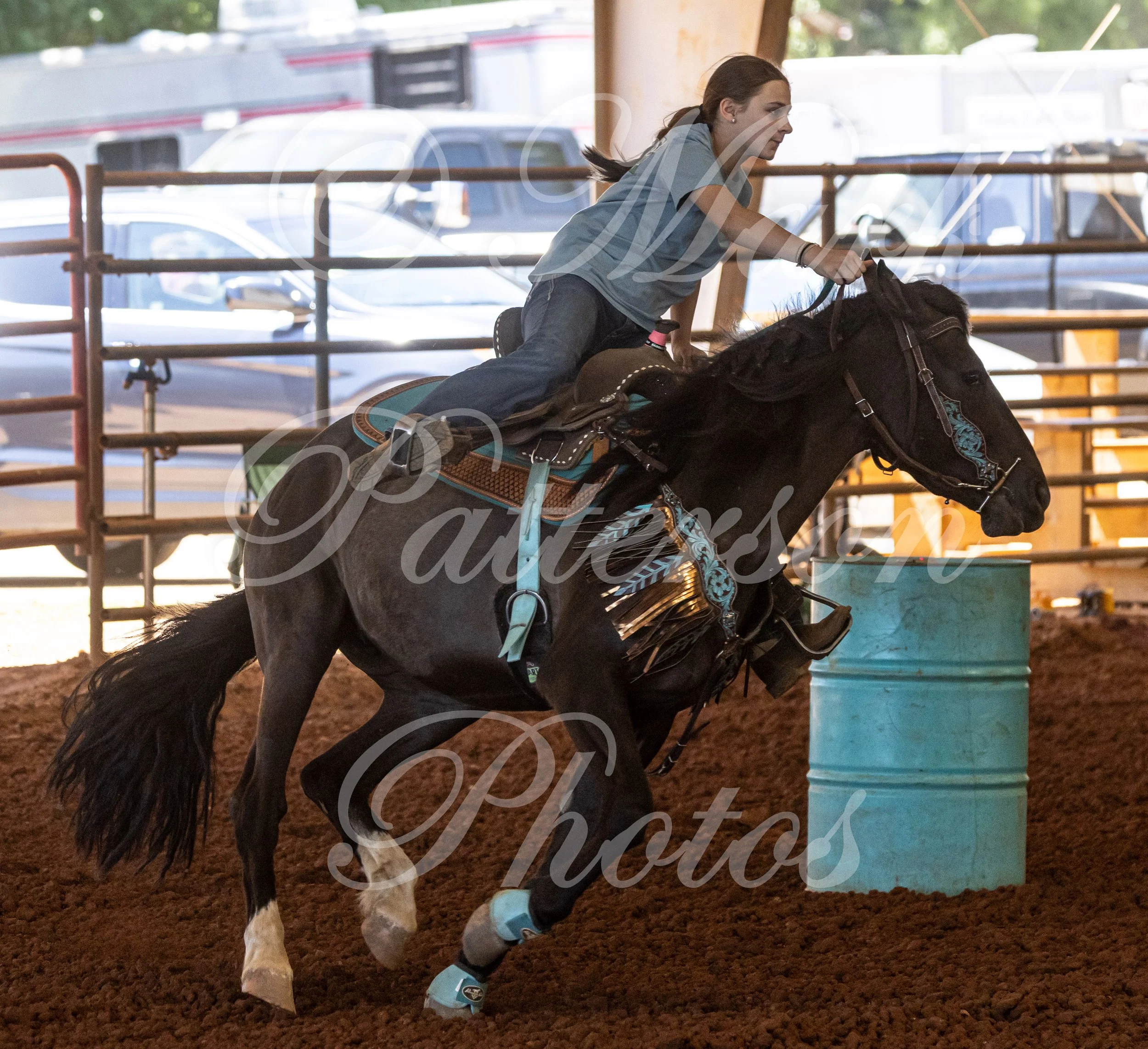 May 3, 2026, a barrel racing team competing at Latigo Farm in Landrum, SC. #11441