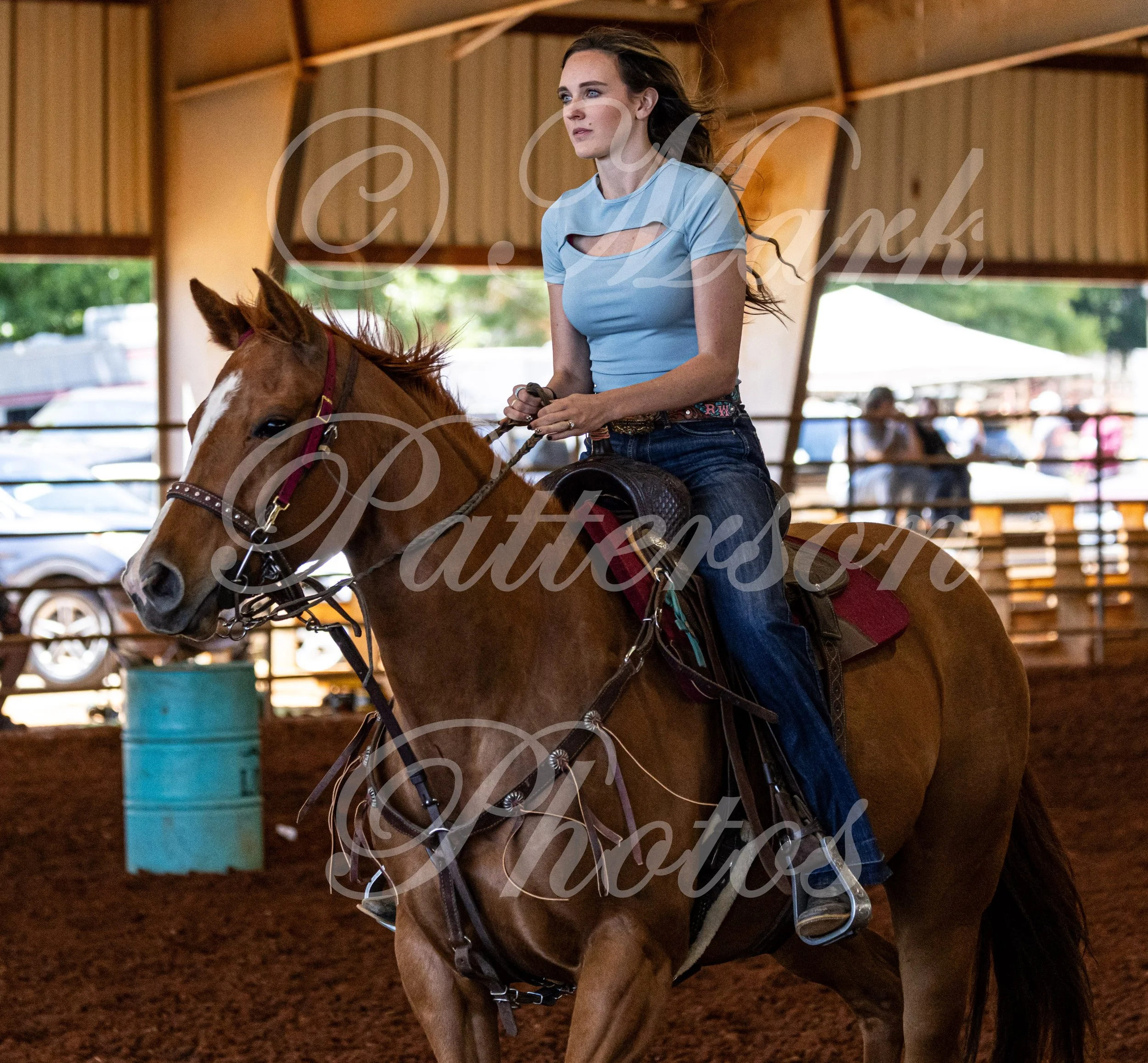 May 3, 2026, a barrel racing team competing at Latigo Farm in Landrum, SC. #11083