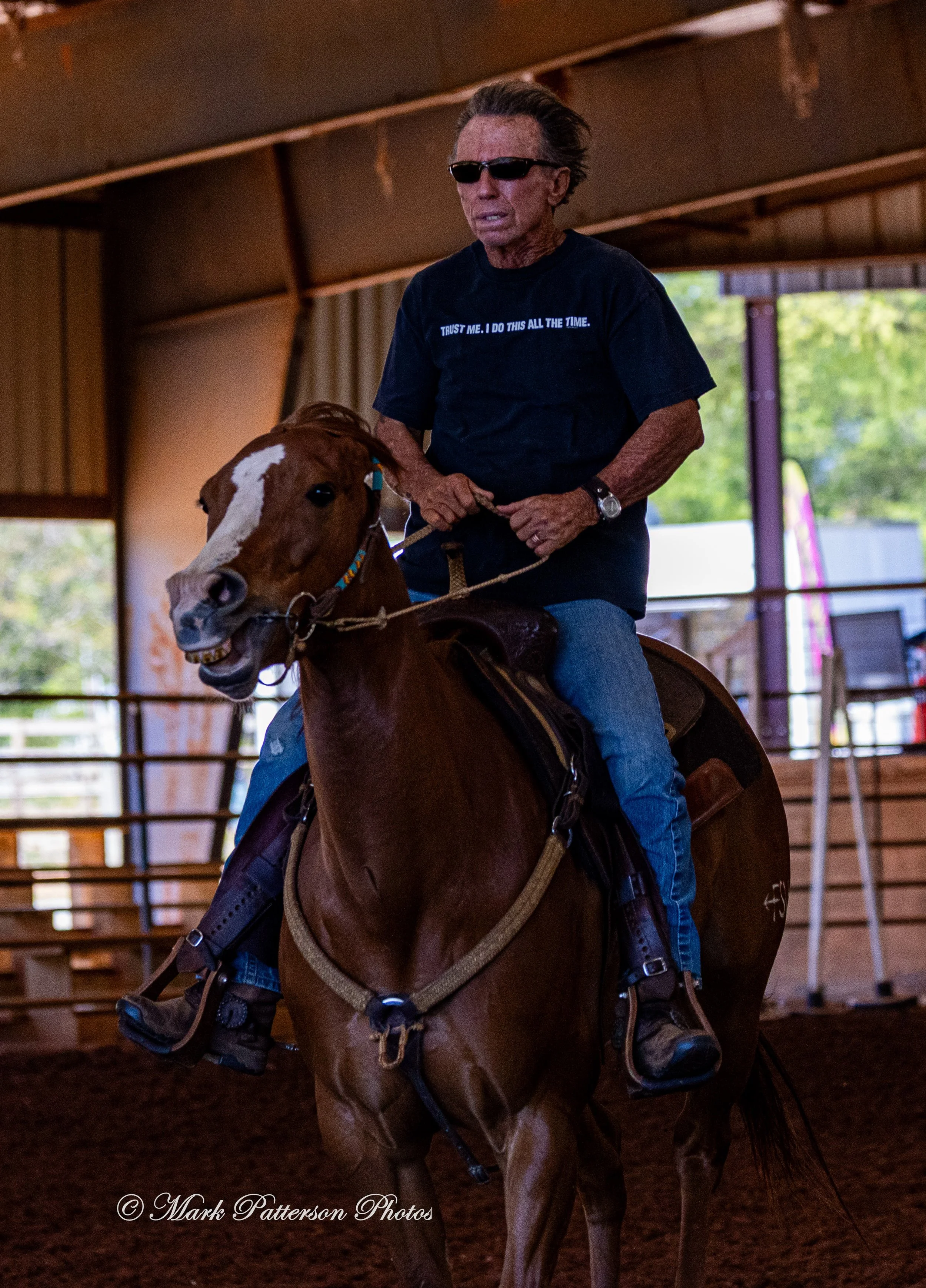 April 11, 2026, a barrel racing team competing at Latigo Farm in Landrum, SC. #1369