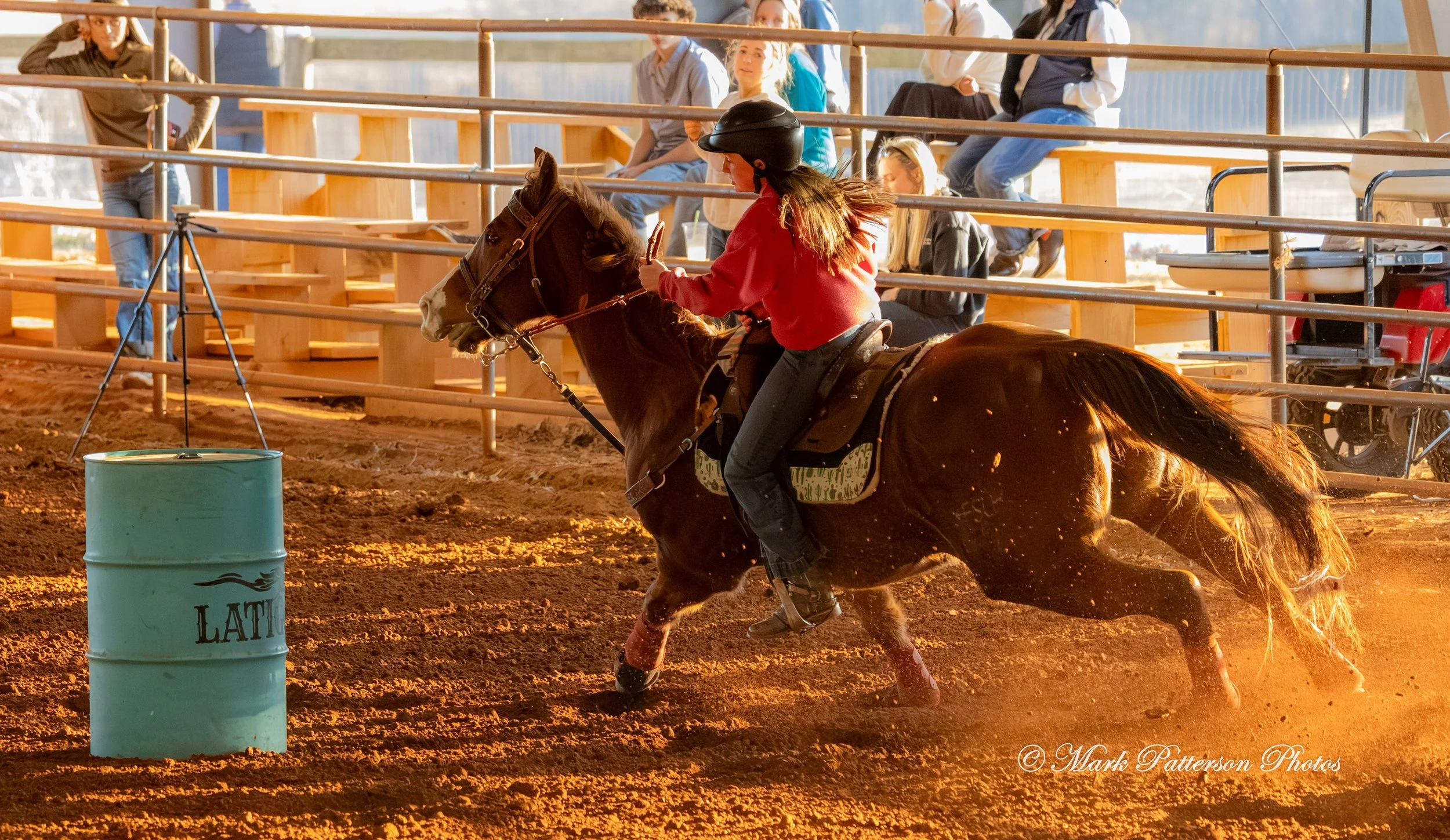 January 4, 2026, a barrel racing team competing at Latigo Farm in Landrum. #18163