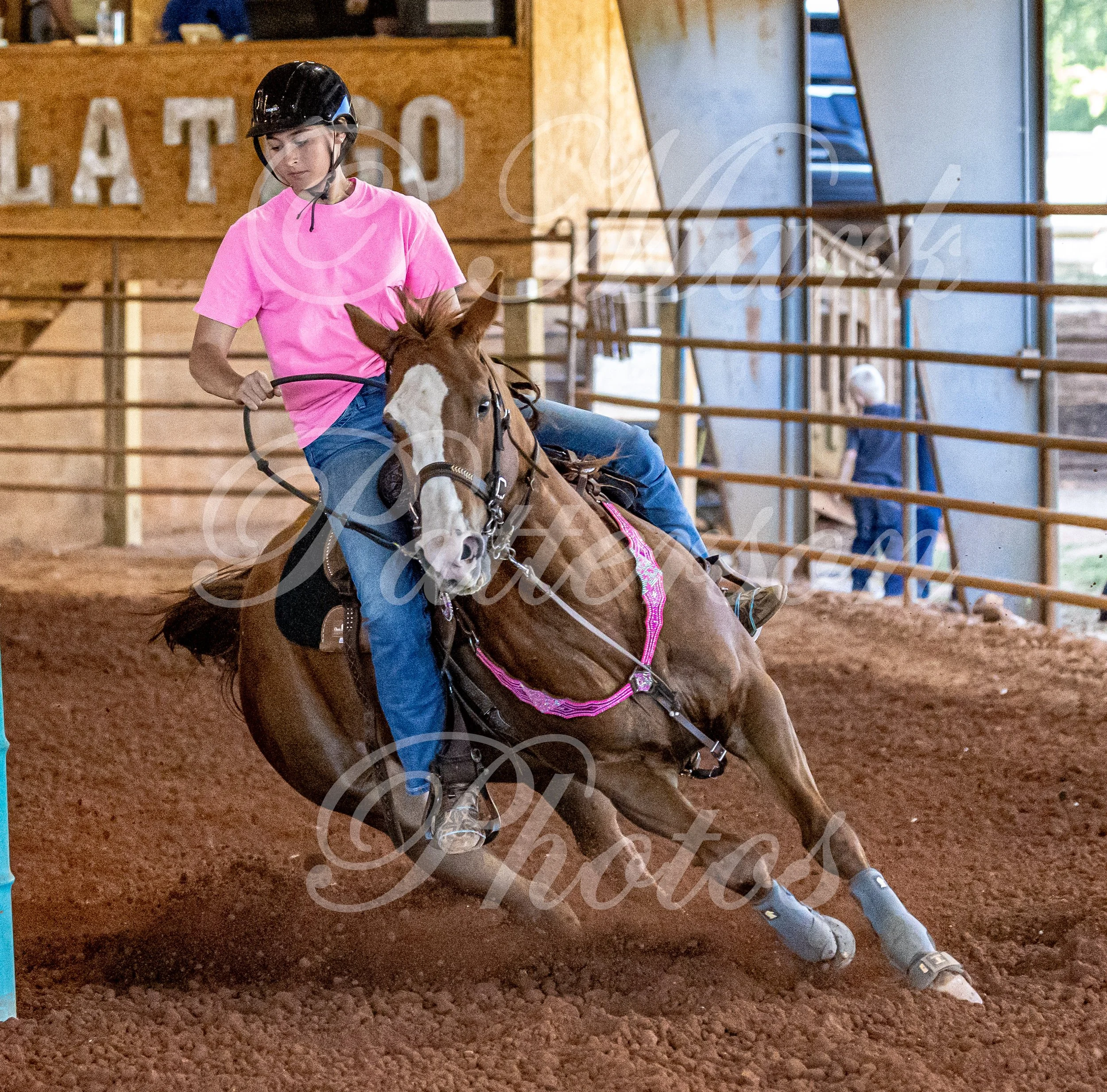 May 3, 2026, a barrel racing team competing at Latigo Farm in Landrum, SC. #12150