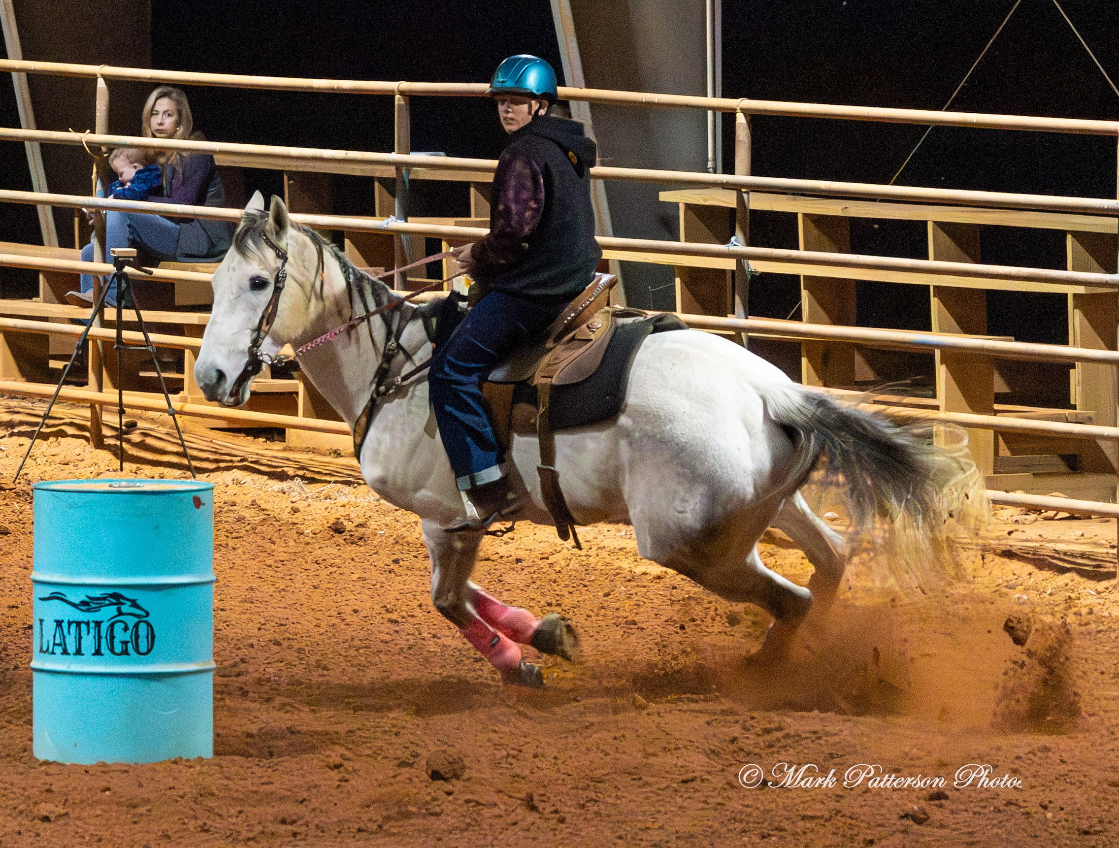 January 4, 2026, a barrel racing team competing at Latigo Farm in Landrum. #20008
