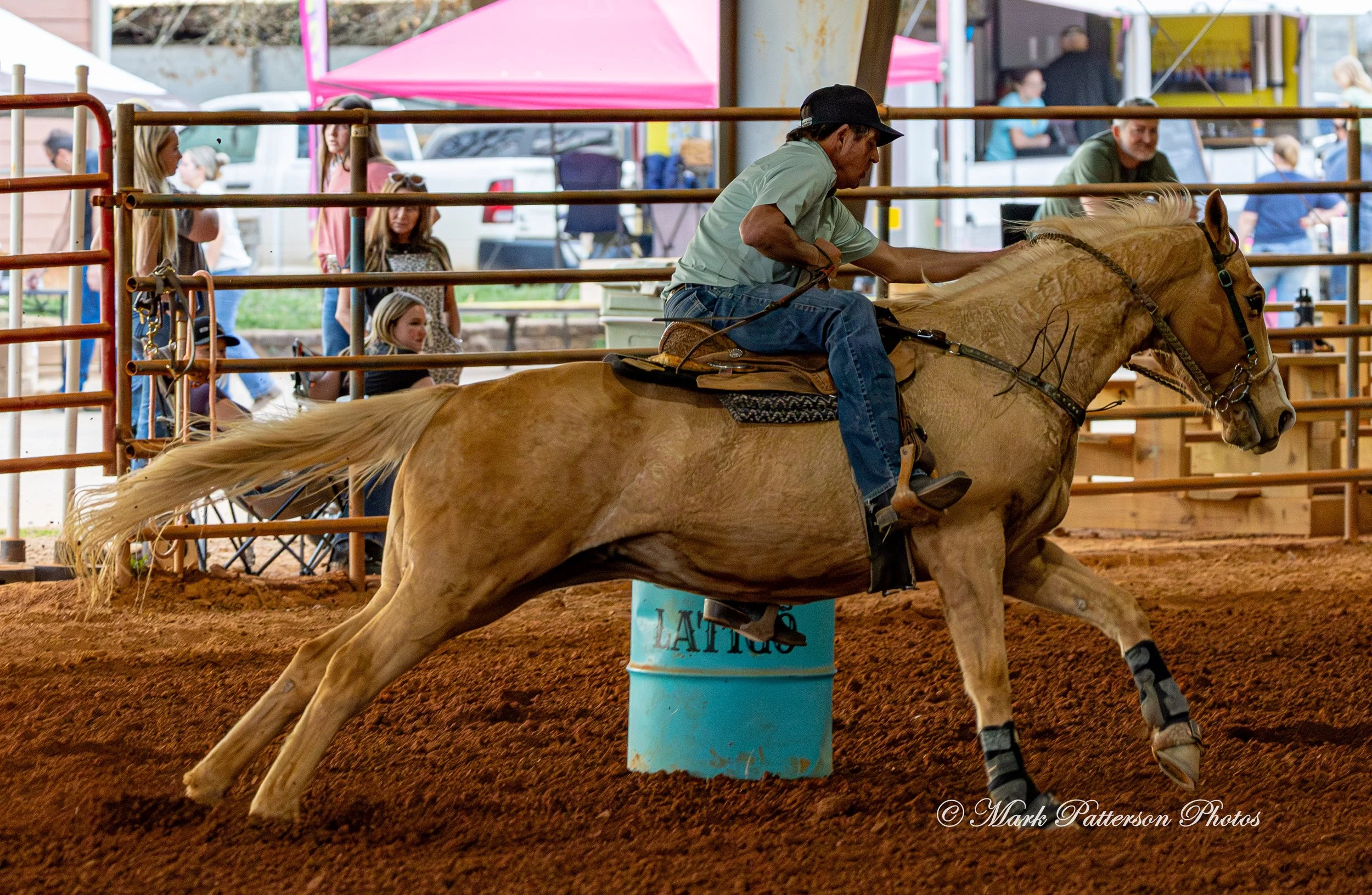March 1, 2026, a barrel racing team competing at Latigo Farm in Landrum, SC. #26221