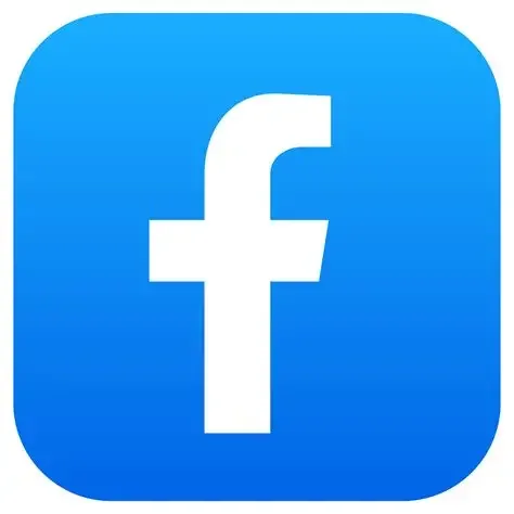 Facebook app icon with a white lowercase 'f' on a blue rounded square background.