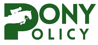 Pony Policy logo with a stylized horse silhouette in green and white