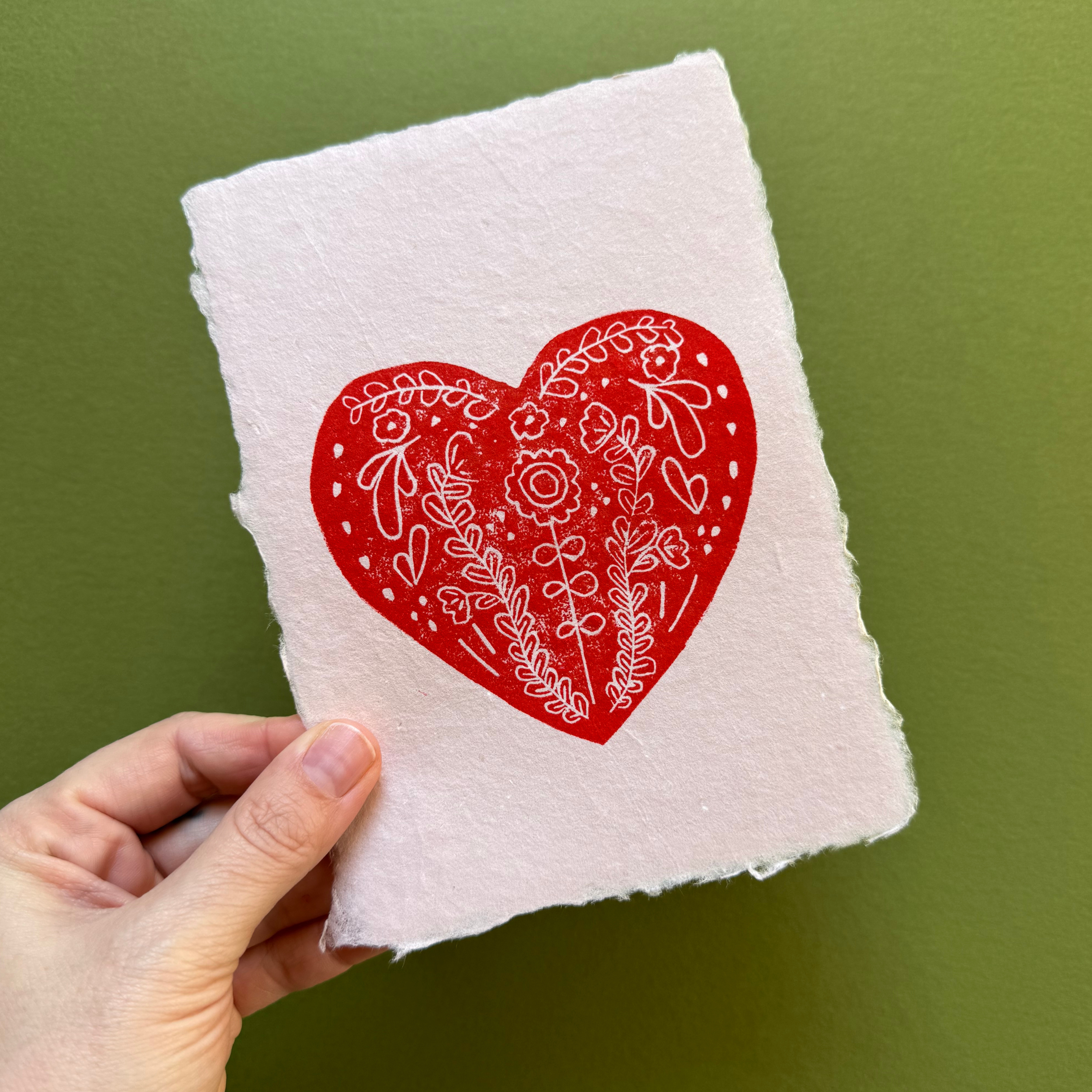 Folk Art Heart Print