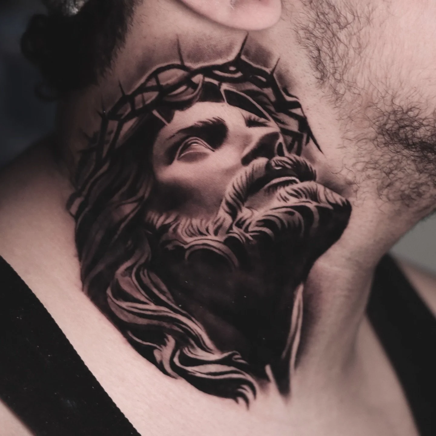 Jesus On neck, tough spot but client sat like a champ. 
#tattoo #necktattoo #jesustattoo #ink #inked