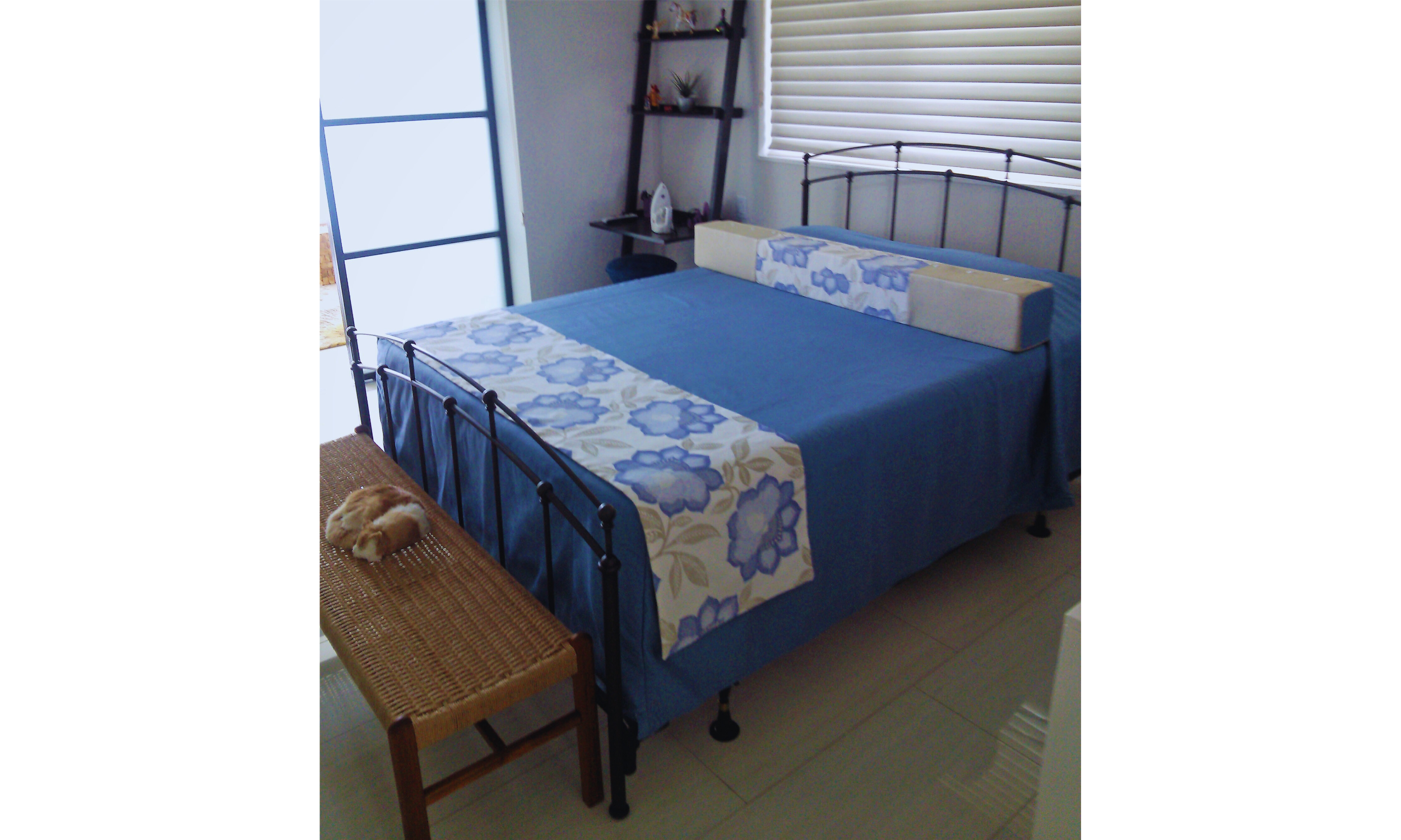 Custom Lilac Bedding with Inset Trim Bolsters