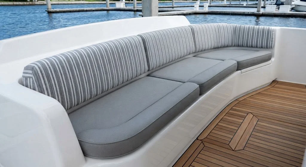 Custom Upholstery: Masterfully crafted luxury interiors and custom yacht upholstery, bedding, and tailored soft furnishings.