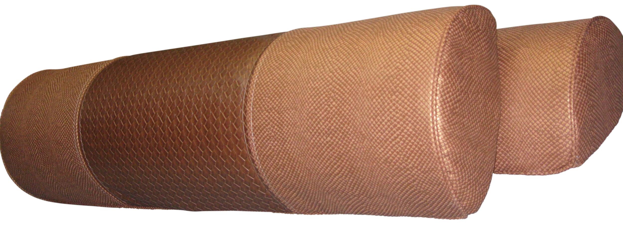Semi bolster cushions made using vegan leather. 