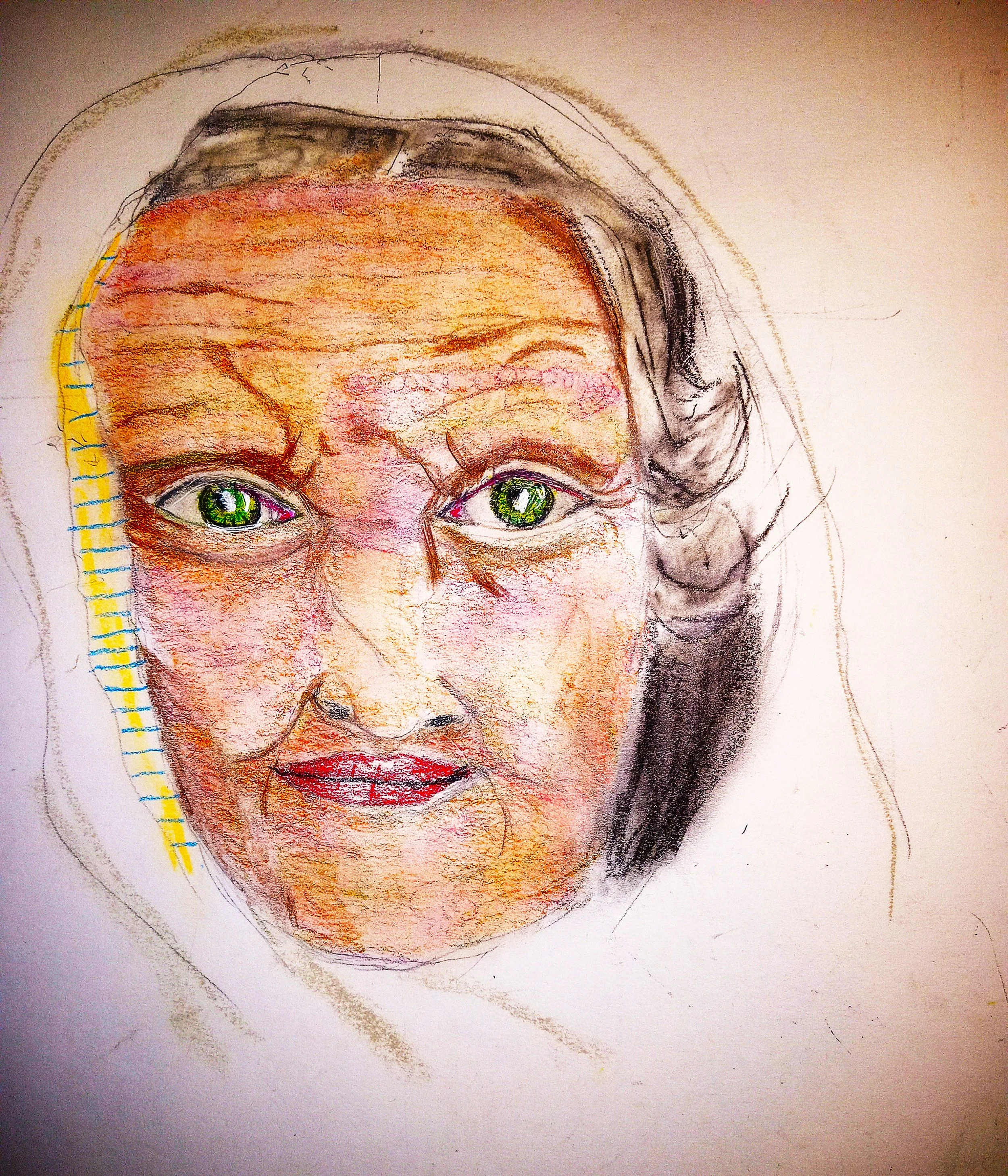 a wise woman colored pencil print