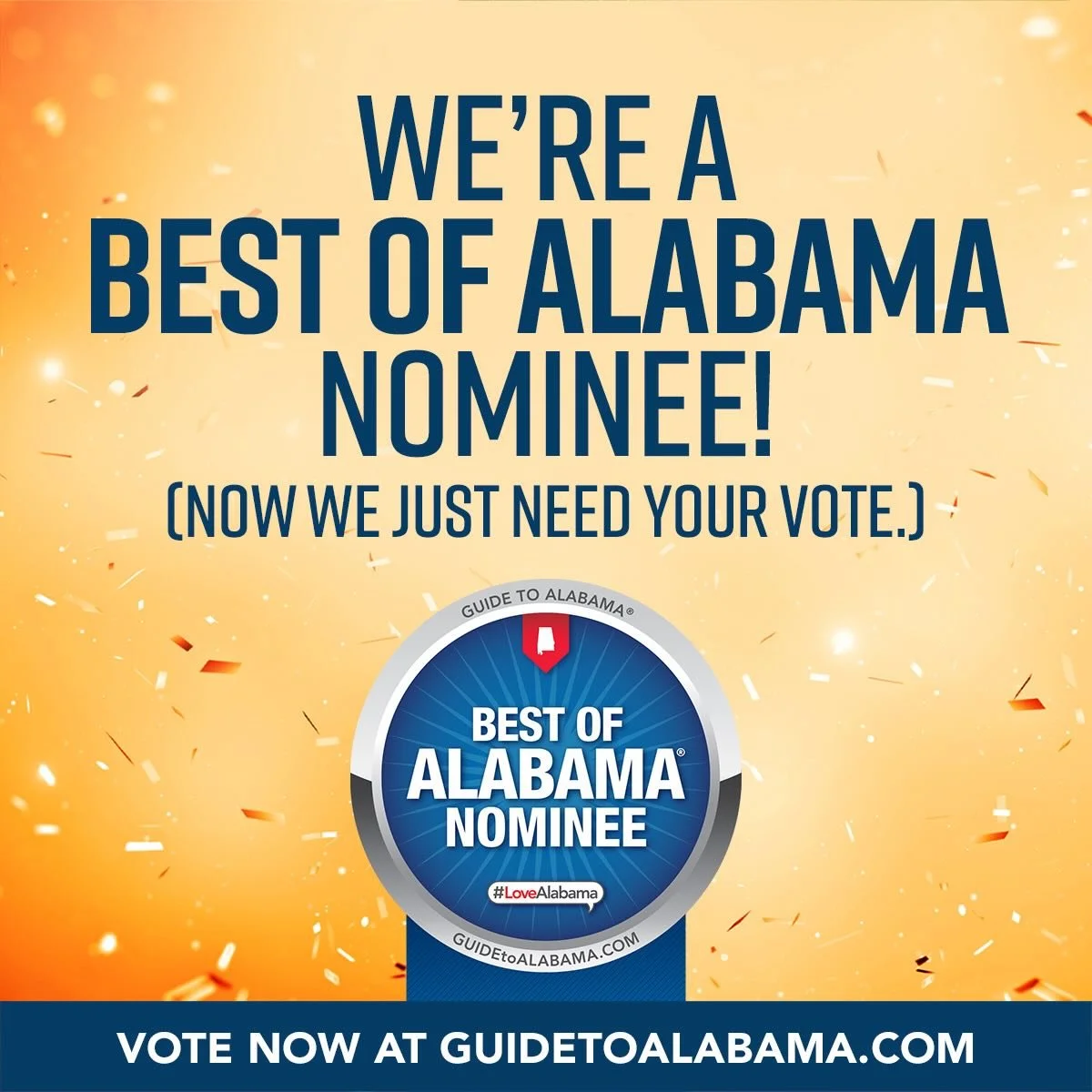 Last day to vote!! I appreciate your support!! Takes 10 seconds - use the link below (may have to copy and paste)! 

https://www.guidetoalabama.com/owens-cross-roads/venue-events/rocket-city-charm-and-charcuterie