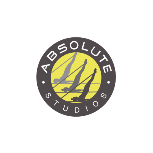 Logo for Absolute Studios featuring silhouettes of acrobats in a formation, with the name encircling the figures.