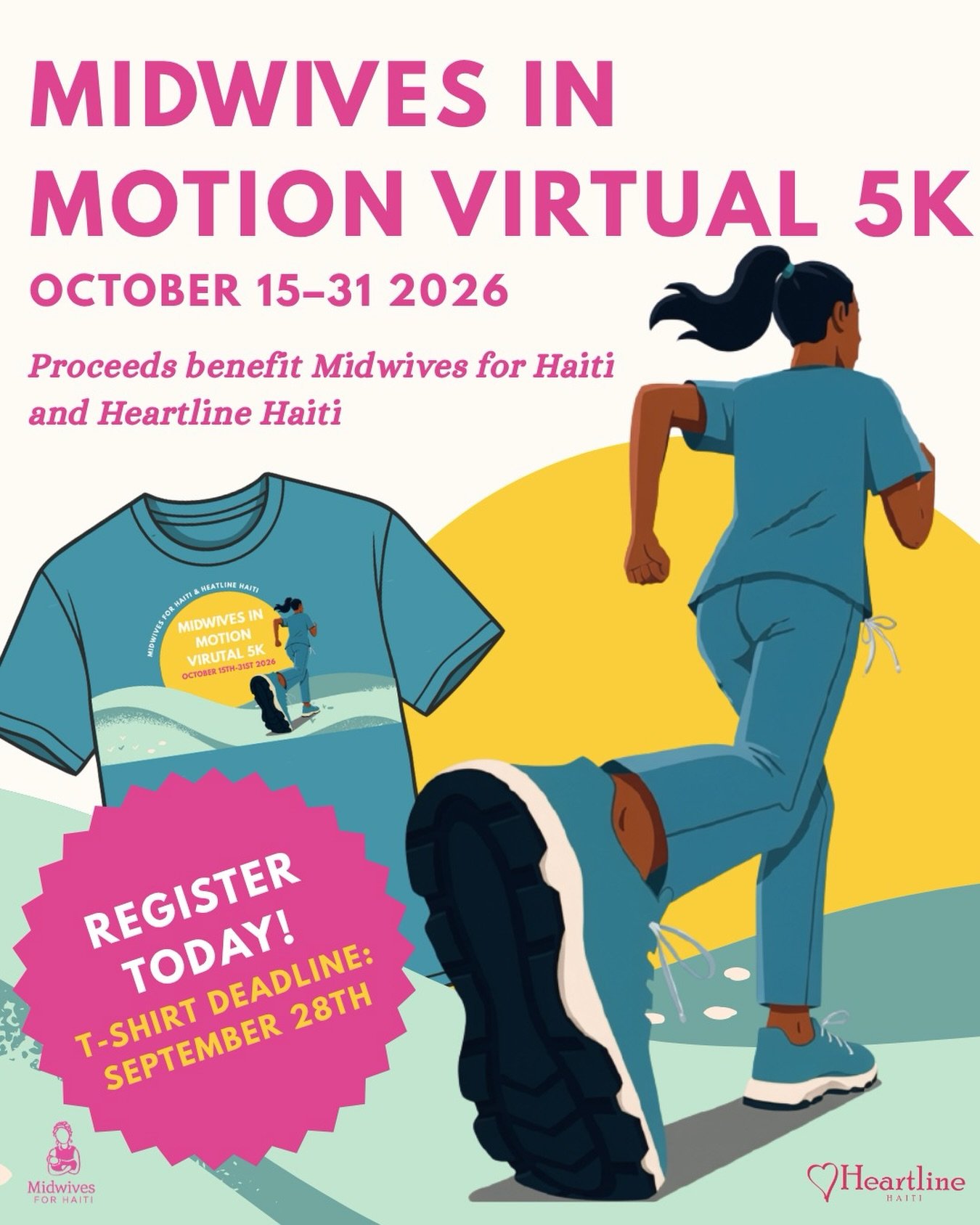 Don&rsquo;t miss the T-shirt deadline! We want you to have your Midwives in Motion Virtual 5K shirt ready to go for the event!

Register by September 28 to get your T-shirt in time. Shirts will start heading out the week of October 5!

Midwives in Mo