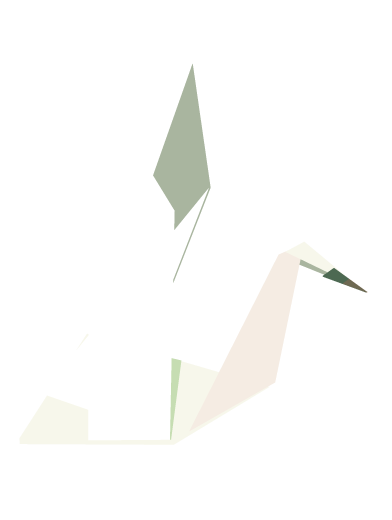 Origami swan with shades of white, gray, and black