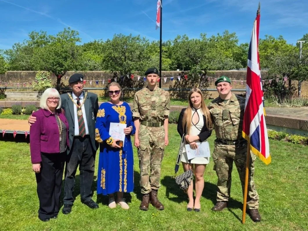 Ukrainian young people take part in Milton Keynes Armed Forces Flag Raising