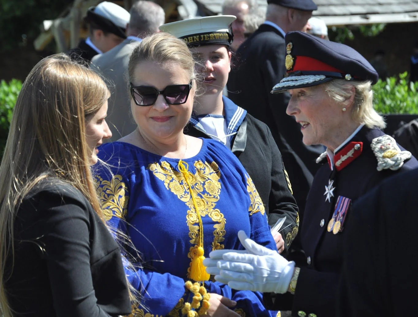The Countess Howe, His Majesty’s  Lord-Lieutenant of Buckinghamshire speaks to Ukrainian girl in Milton Keynes