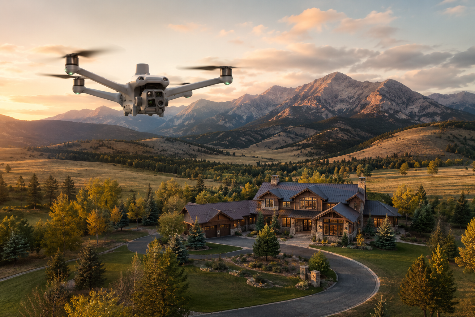 Colorado aerial photography of a mountain home and surrounding land with a DJI Matrice 4TD.