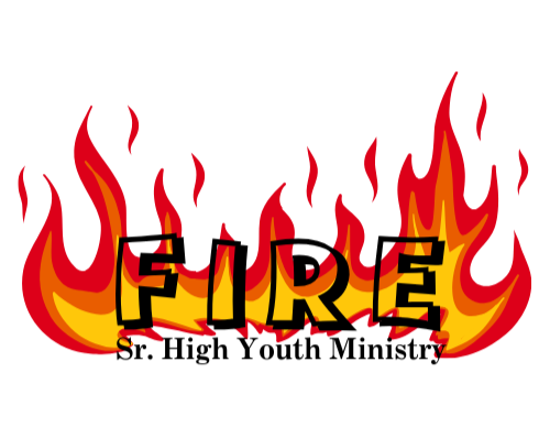 Word 'FIRE' written in black letters placed over stylized flames in red, orange, and yellow colors.