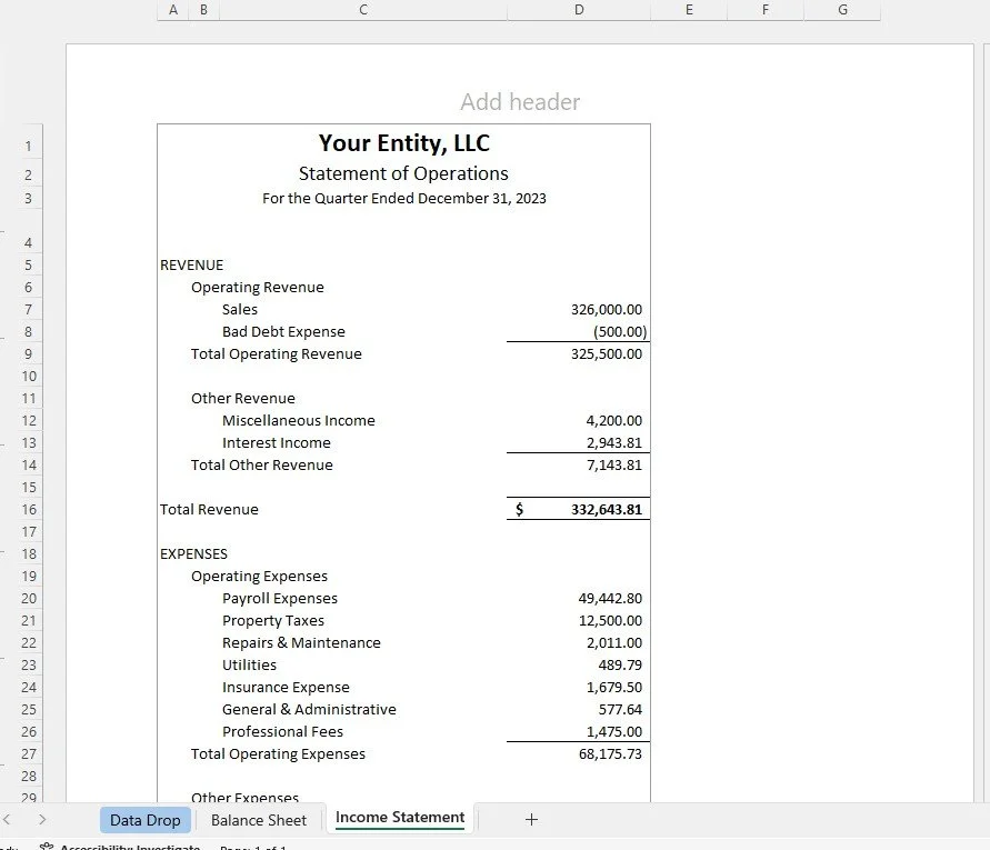 Feeds to Income Statement