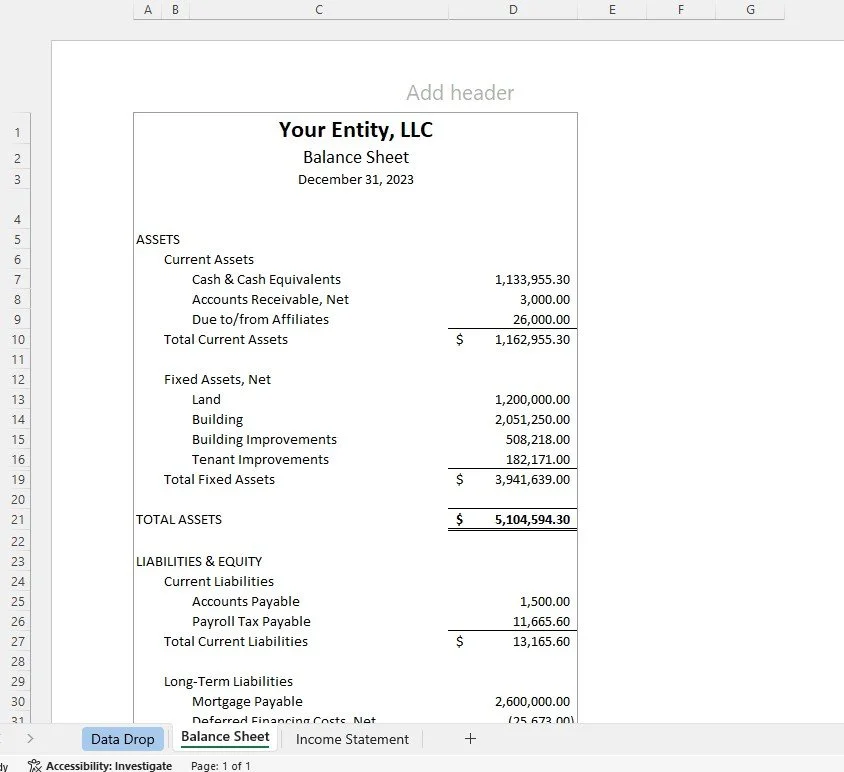 Feeds to Balance Sheet