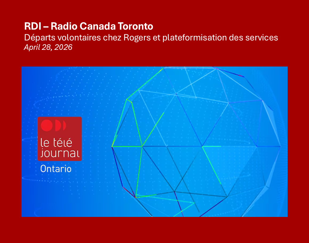 Le départ volontaire de milliers de salariés de Rogers conduit à une plateformisation de la production de services où les prosumers sont amenés à produire avec l'IA le service qu'ils consomment.