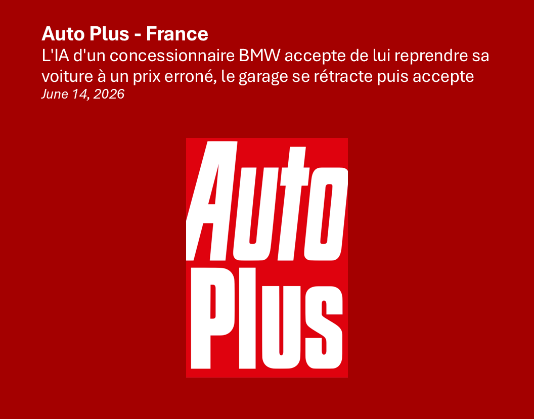 [French] Canada : L'IA d'un concessionnaire BMW accepte de lui reprendre sa voiture à un prix erroné, le garage se rétracte puis accepte