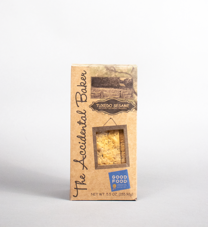 Bolstered by whole wheat flour and toasted sesame oil, our Tuxedo Sesame crackers are deliciously complex. Black and white sesame seeds give the crackers a richness, and roasted garlic complements the flavor to create a delightful cracker. It’s no wo