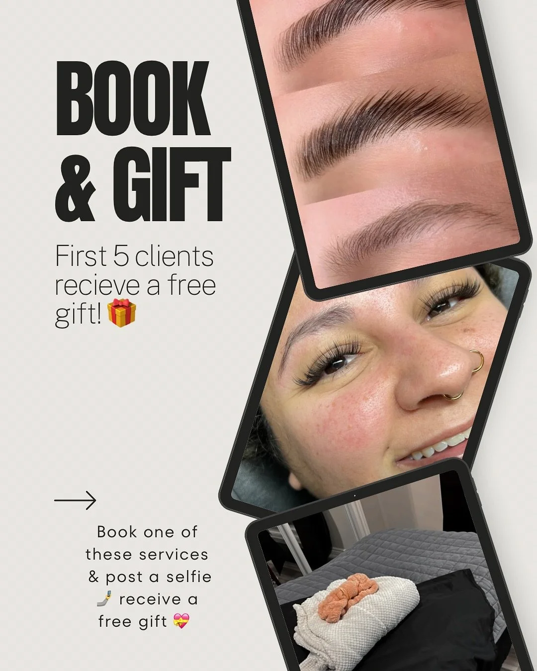 Book &amp; Gift 💝 

I thought I&rsquo;d try something a little different with a promo with booking one of these three services, post a selfie 🤳 when your done and receive a free gift from me 🫶🏼

Services include :

Full lash set of choice

Brow l