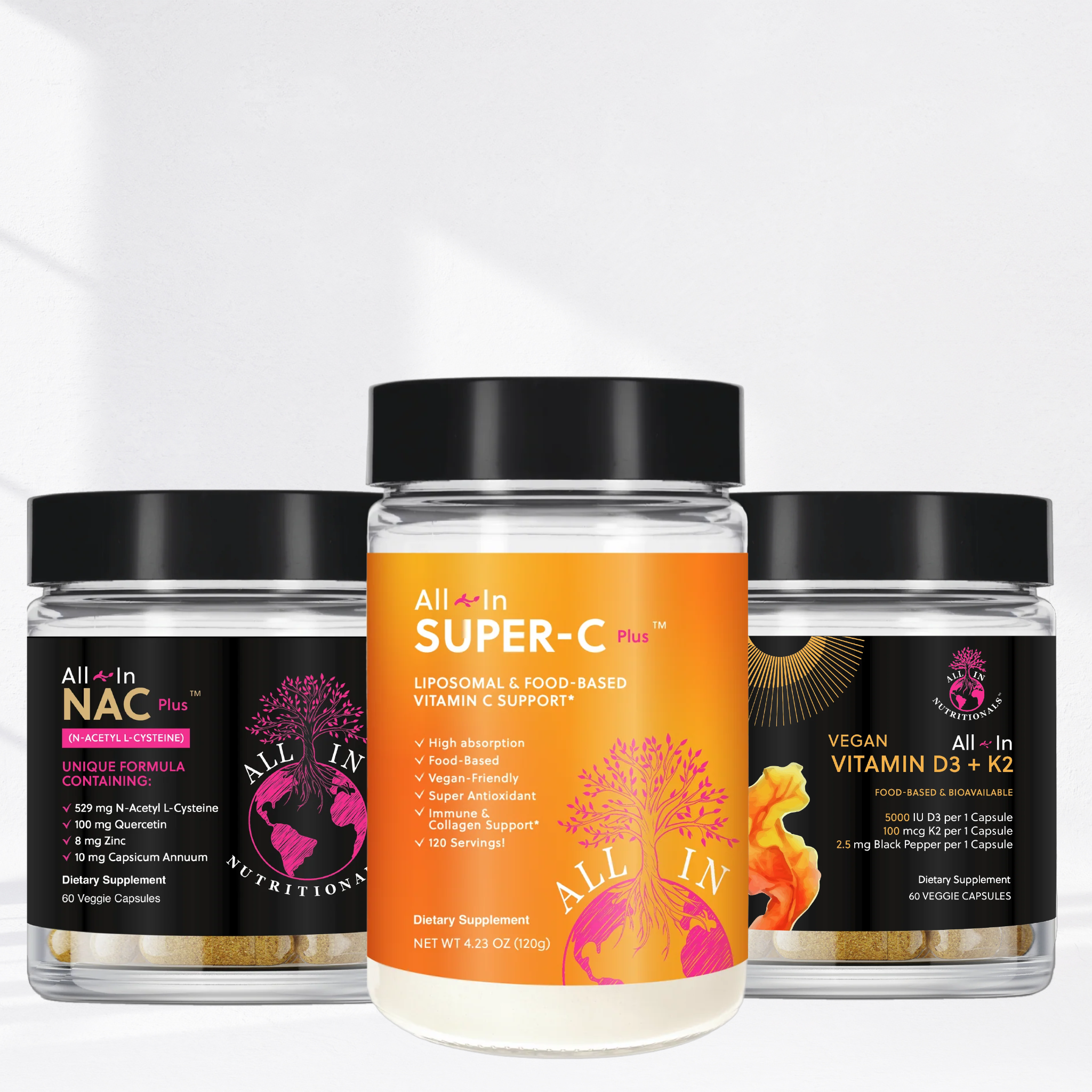 Total Immunity Super C, Vitamin D3-K2 And NAC +