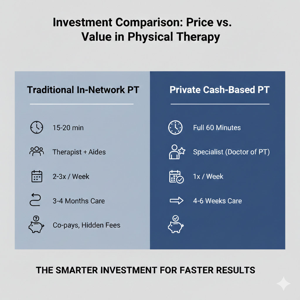 Price vs Value in Physical therapy. How cash based Physical therapy can help you recover faster and it might turn out to be cheaper