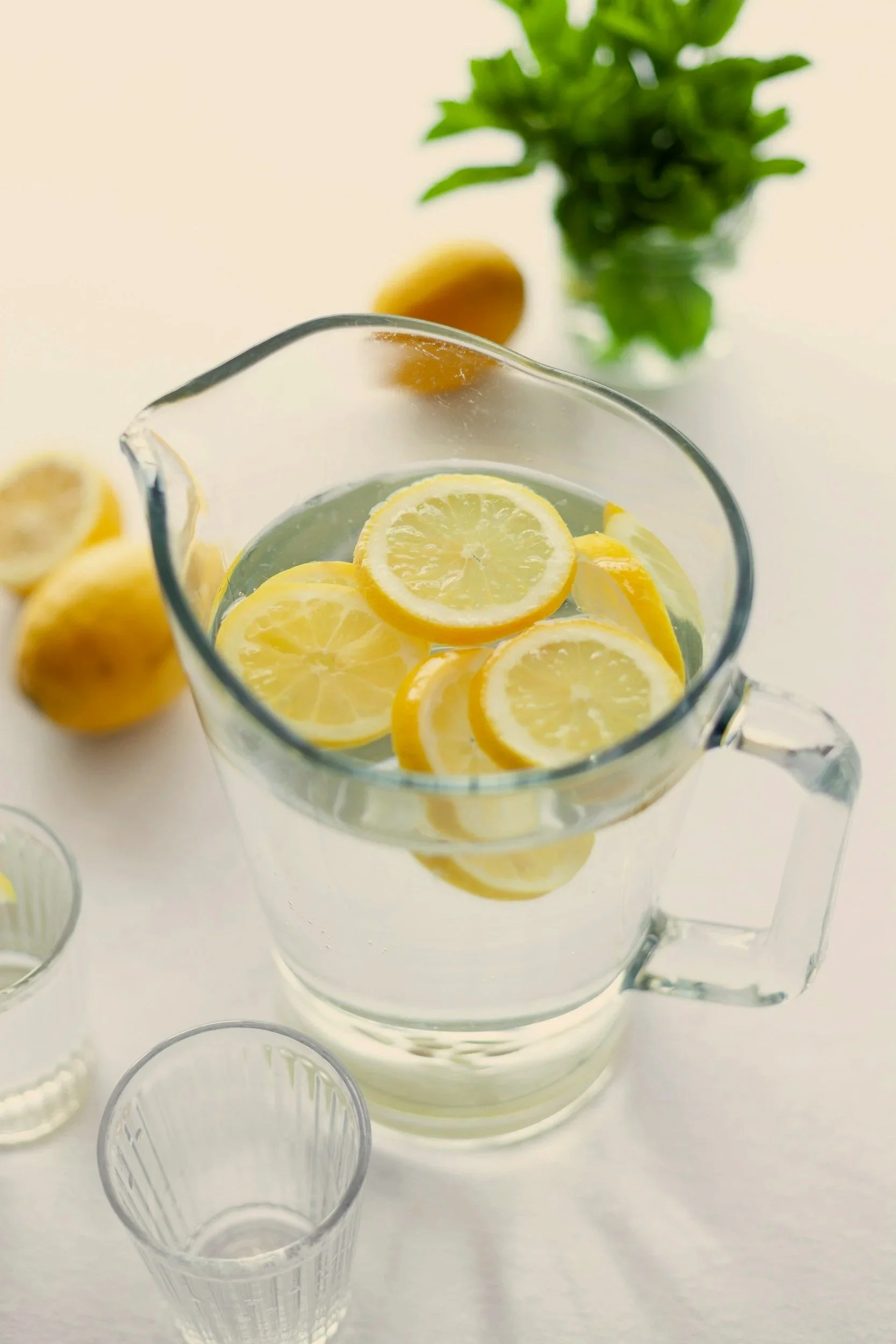 Hydration and nutrient support for IV therapy with lemon water and natural elements