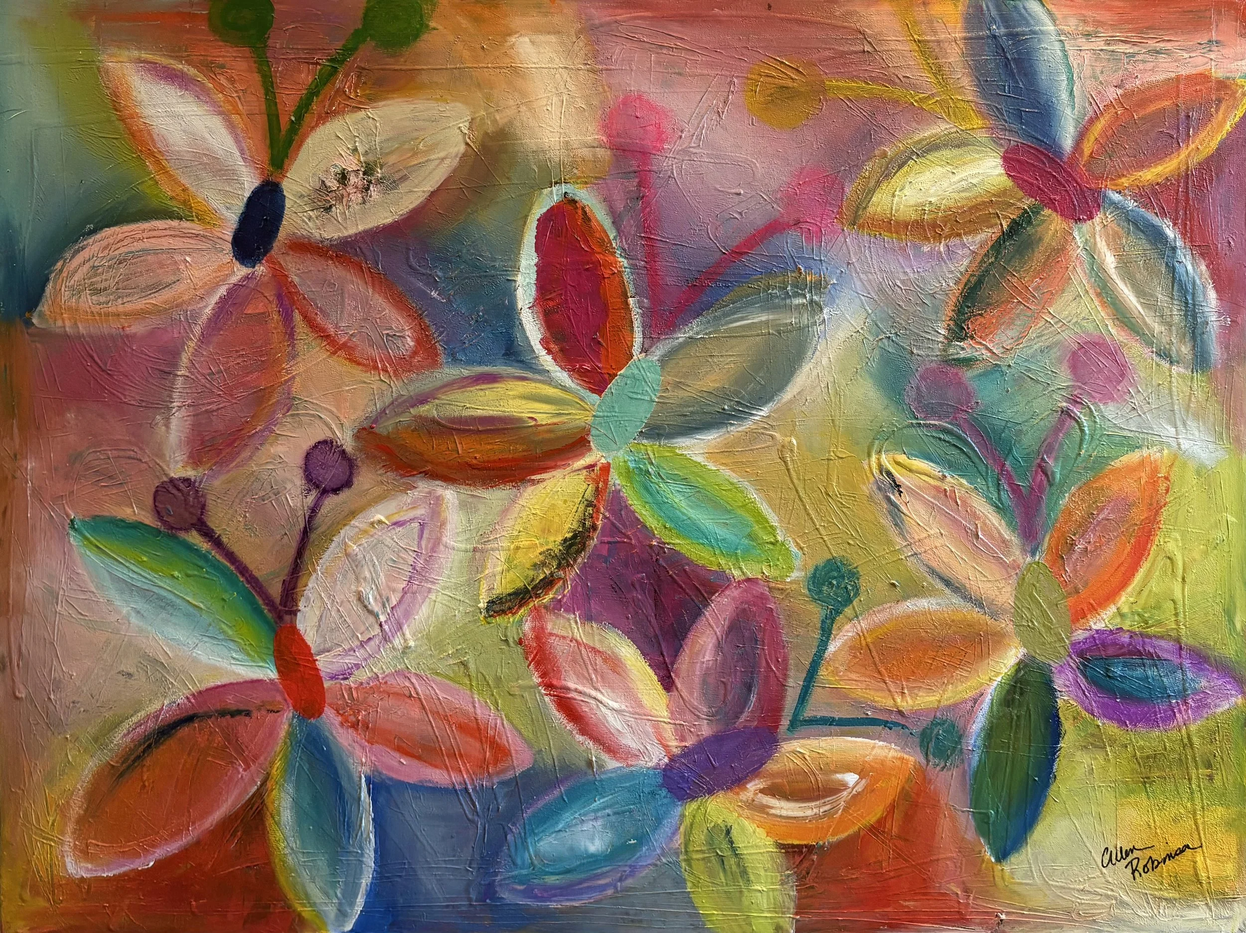 I DIDN'T KNOW THEY WERE MAGIC BUTTERFLIES, 40X30X.75 ($395 ++)