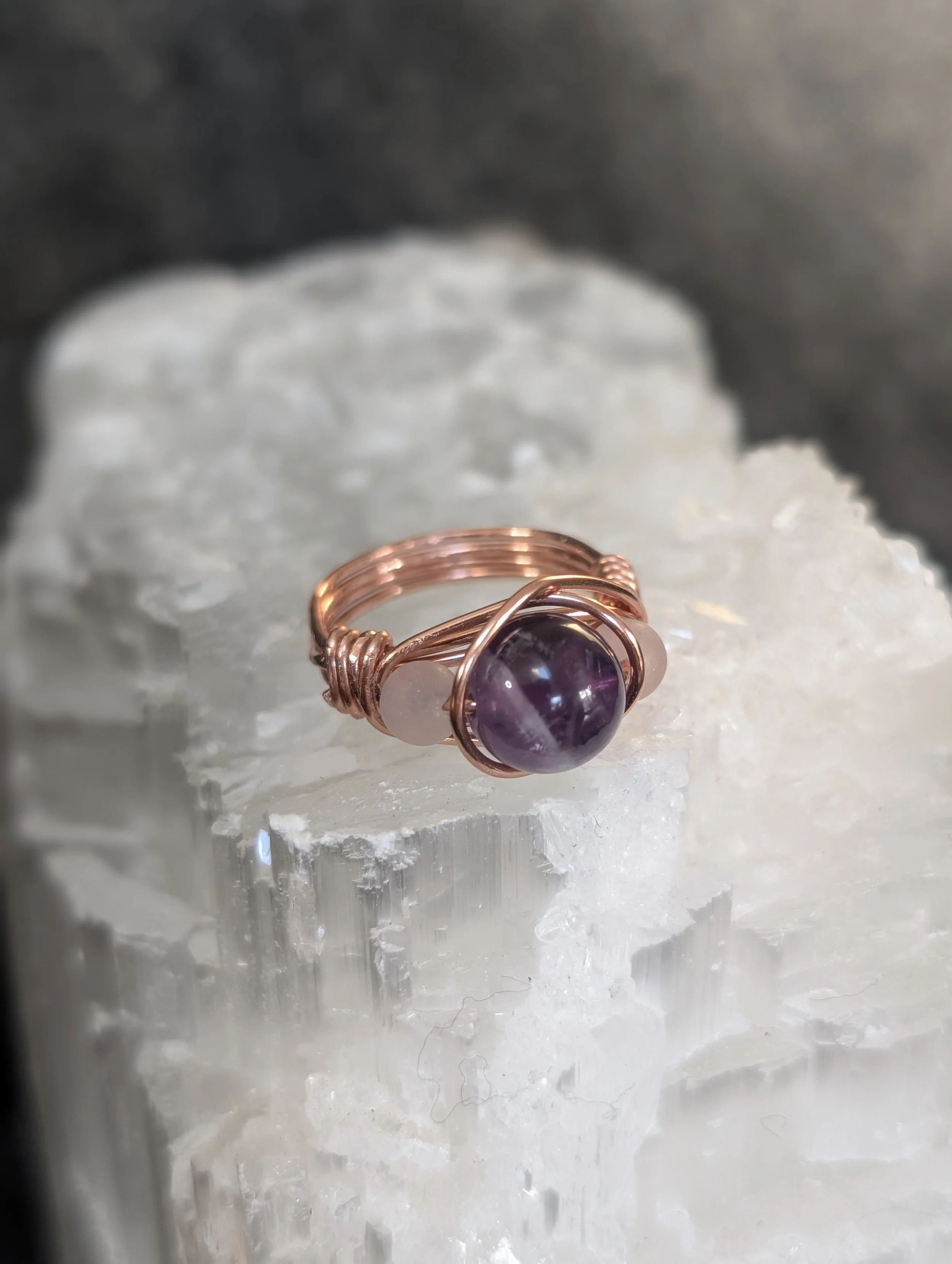 Rose quartz and Amethyst Ring 