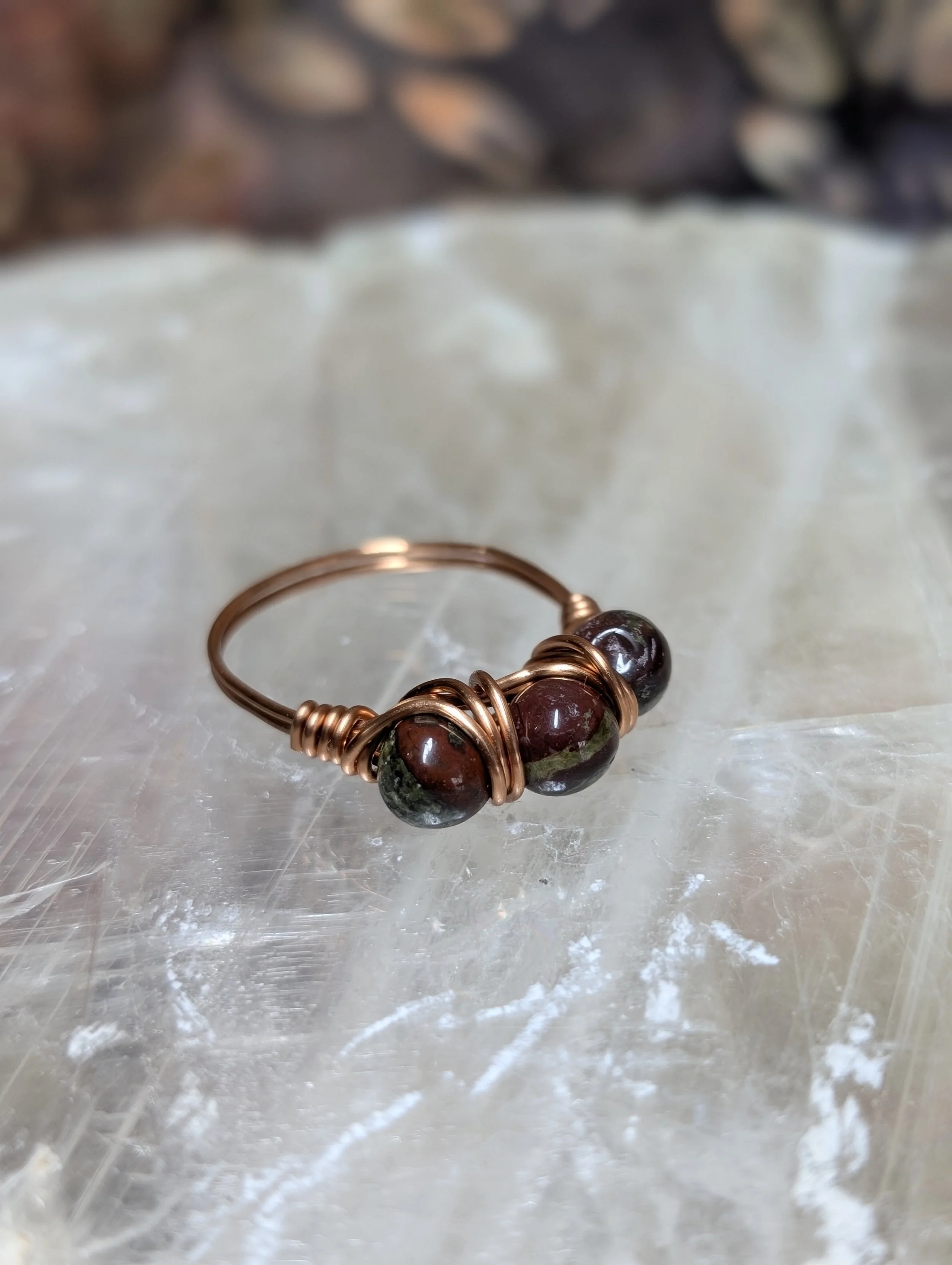 Copper ring with Dragon Blood Jasper