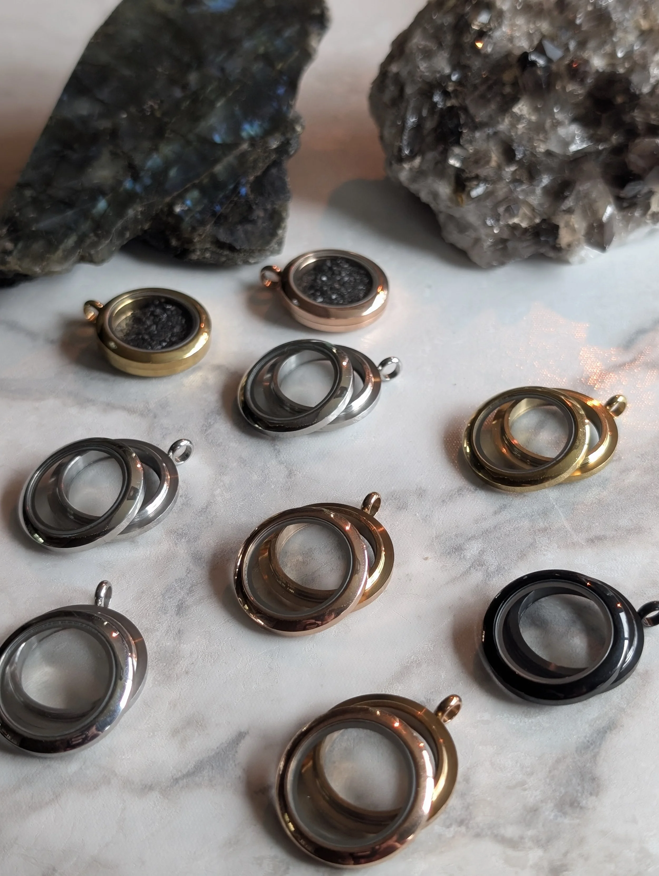 Collection of various protection lockets.