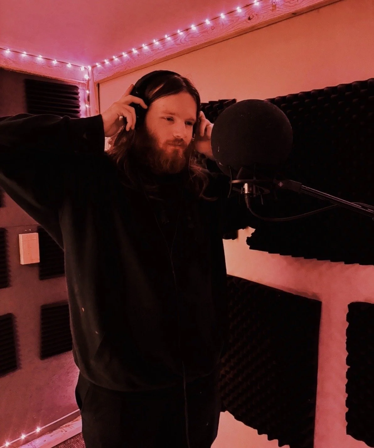 Beau sound checking the booth